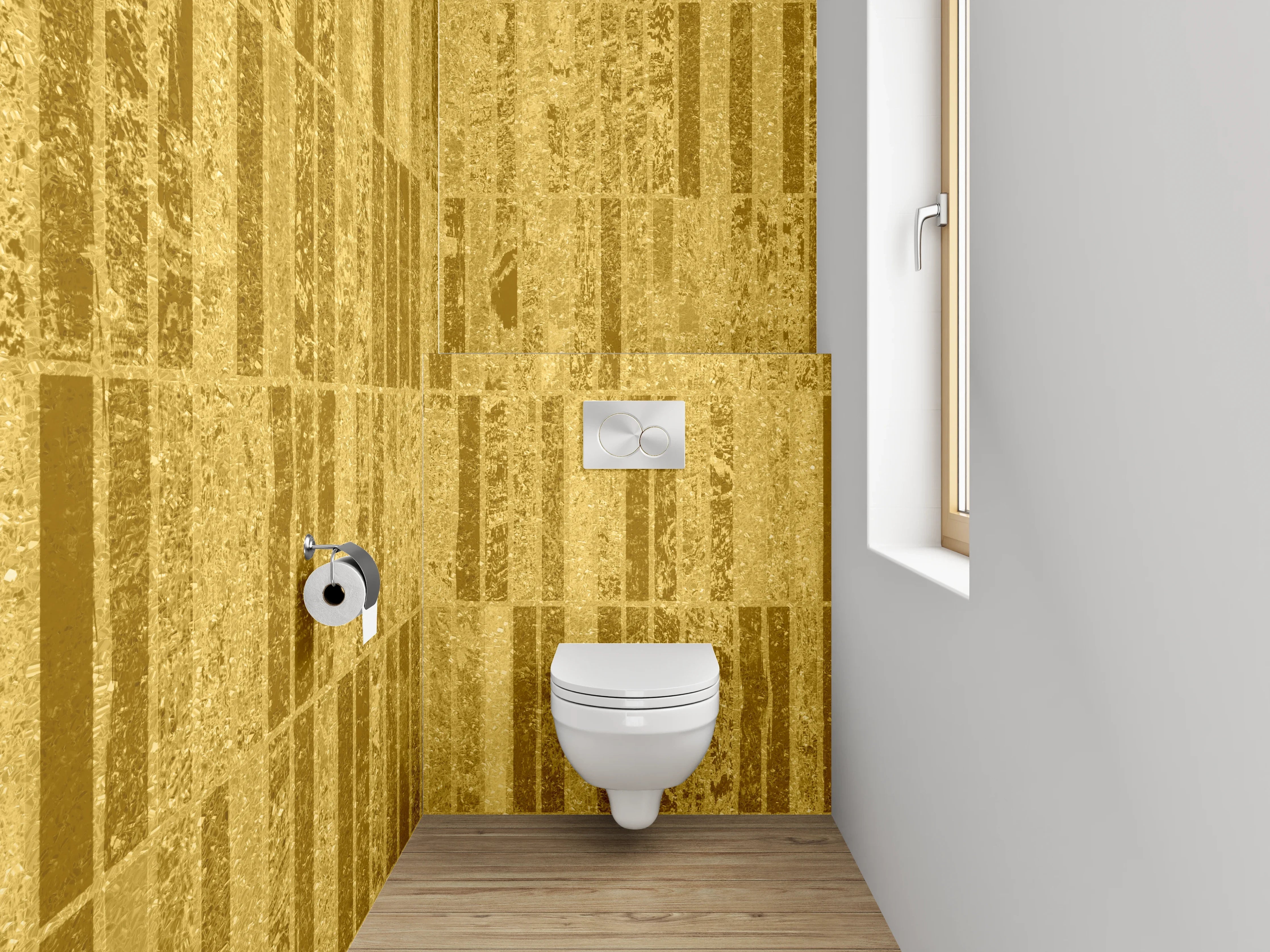 WC-Rückwand - Goldenes Marmor-Design Fliesenoptik