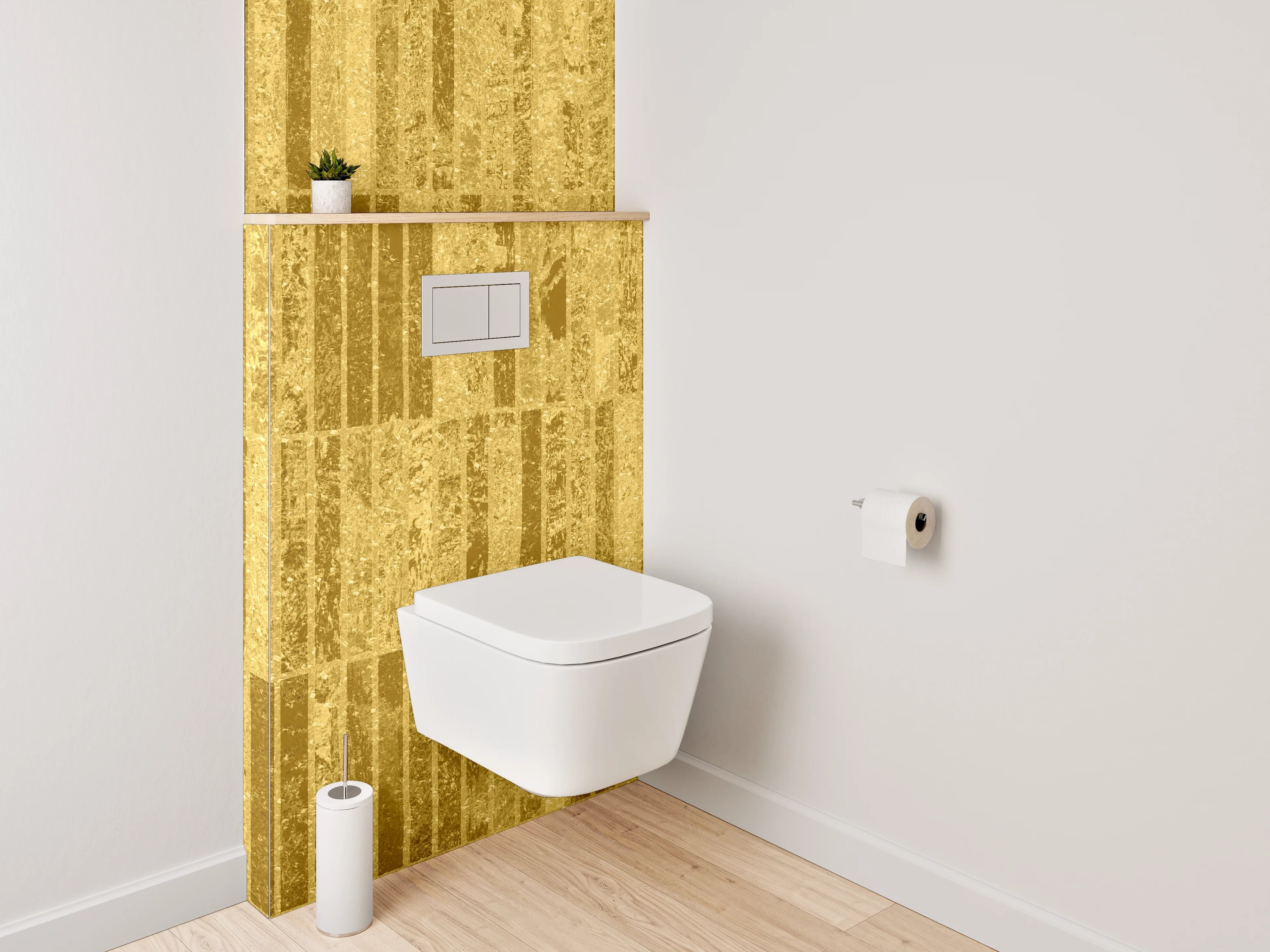 WC-Rückwand - Goldenes Marmor-Design Fliesenoptik