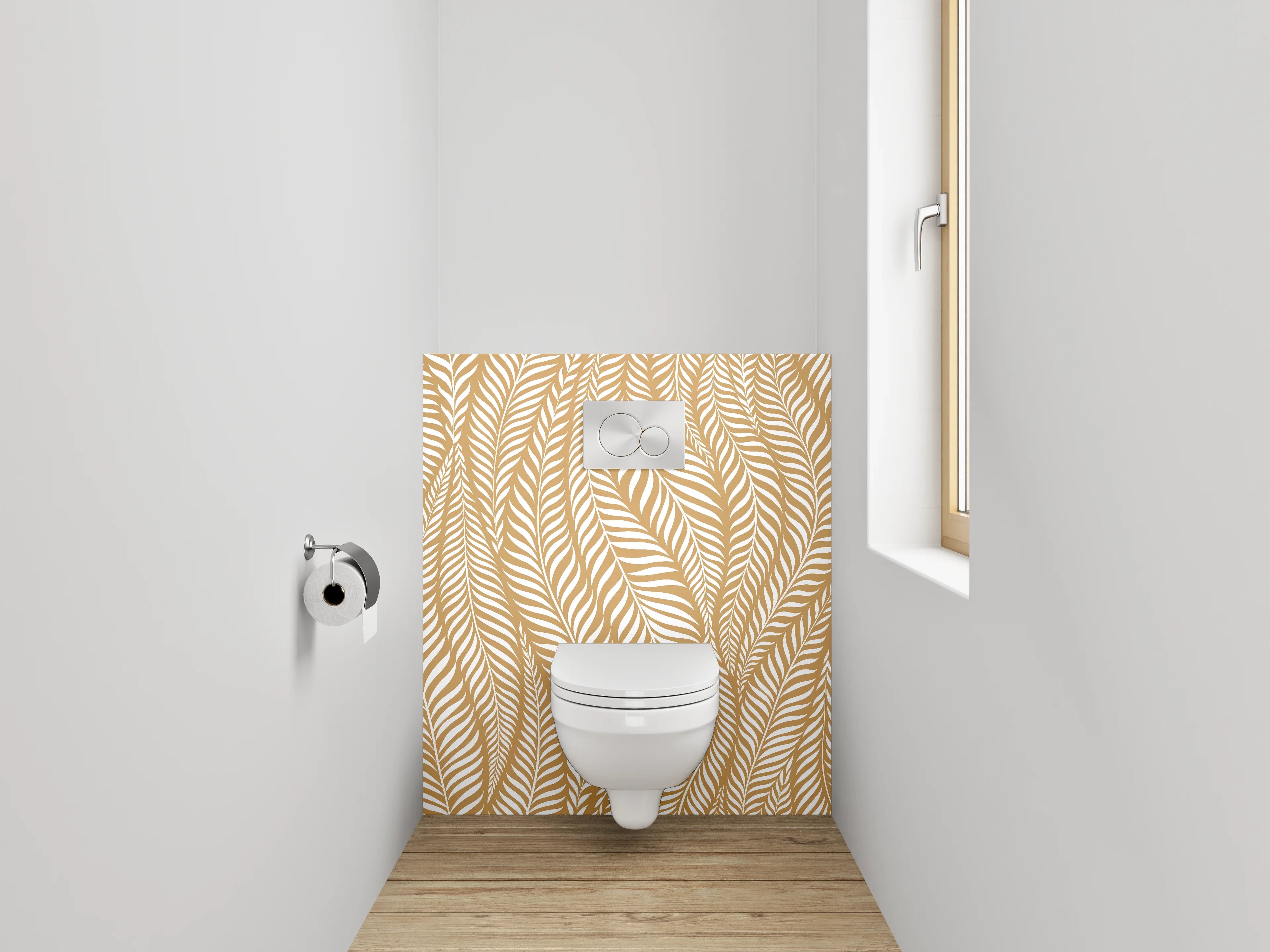 WC-Rückwand - Goldenes Palmblatt Muster Eleganz