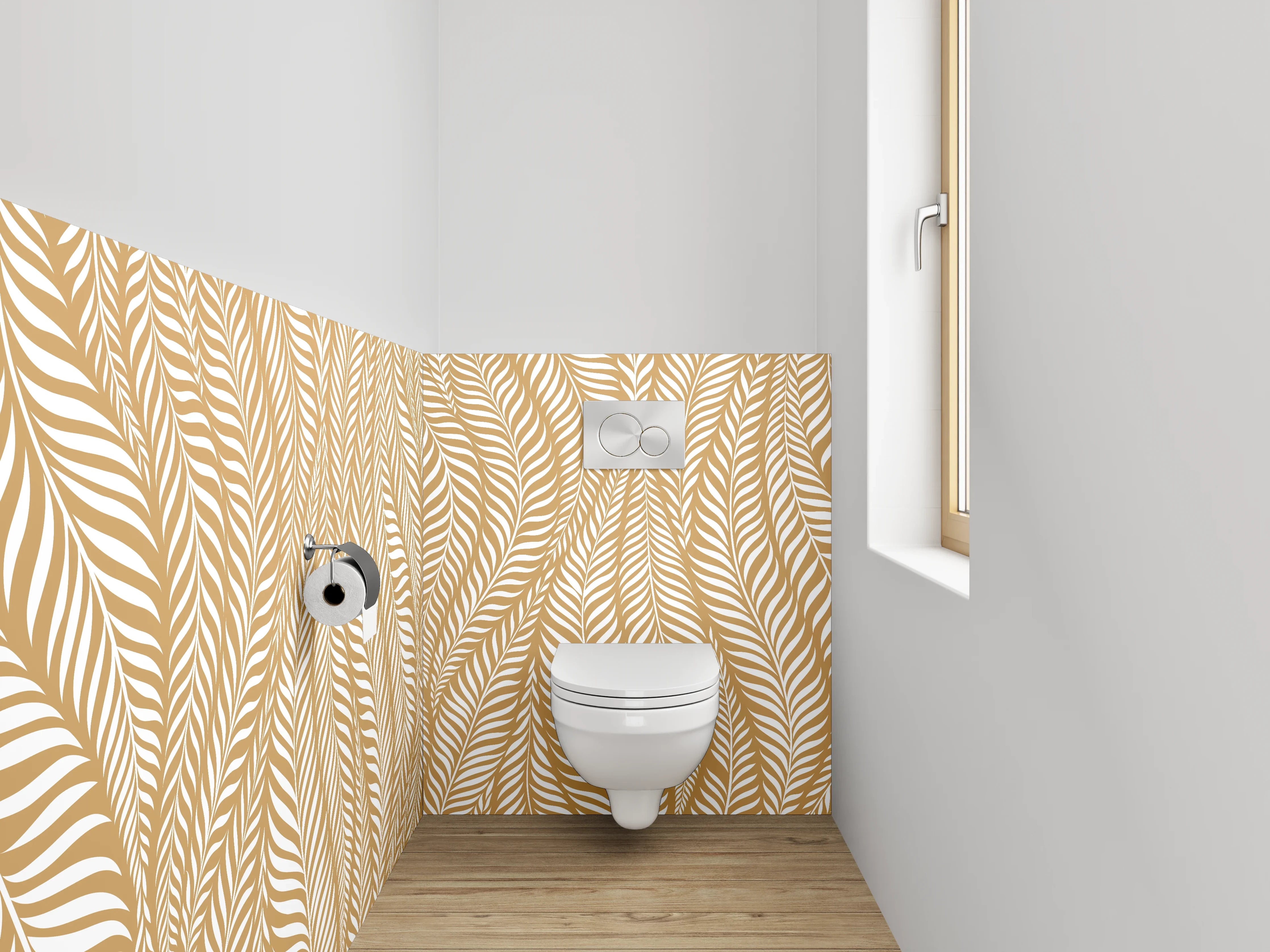 WC-Rückwand - Goldenes Palmblatt Muster Eleganz