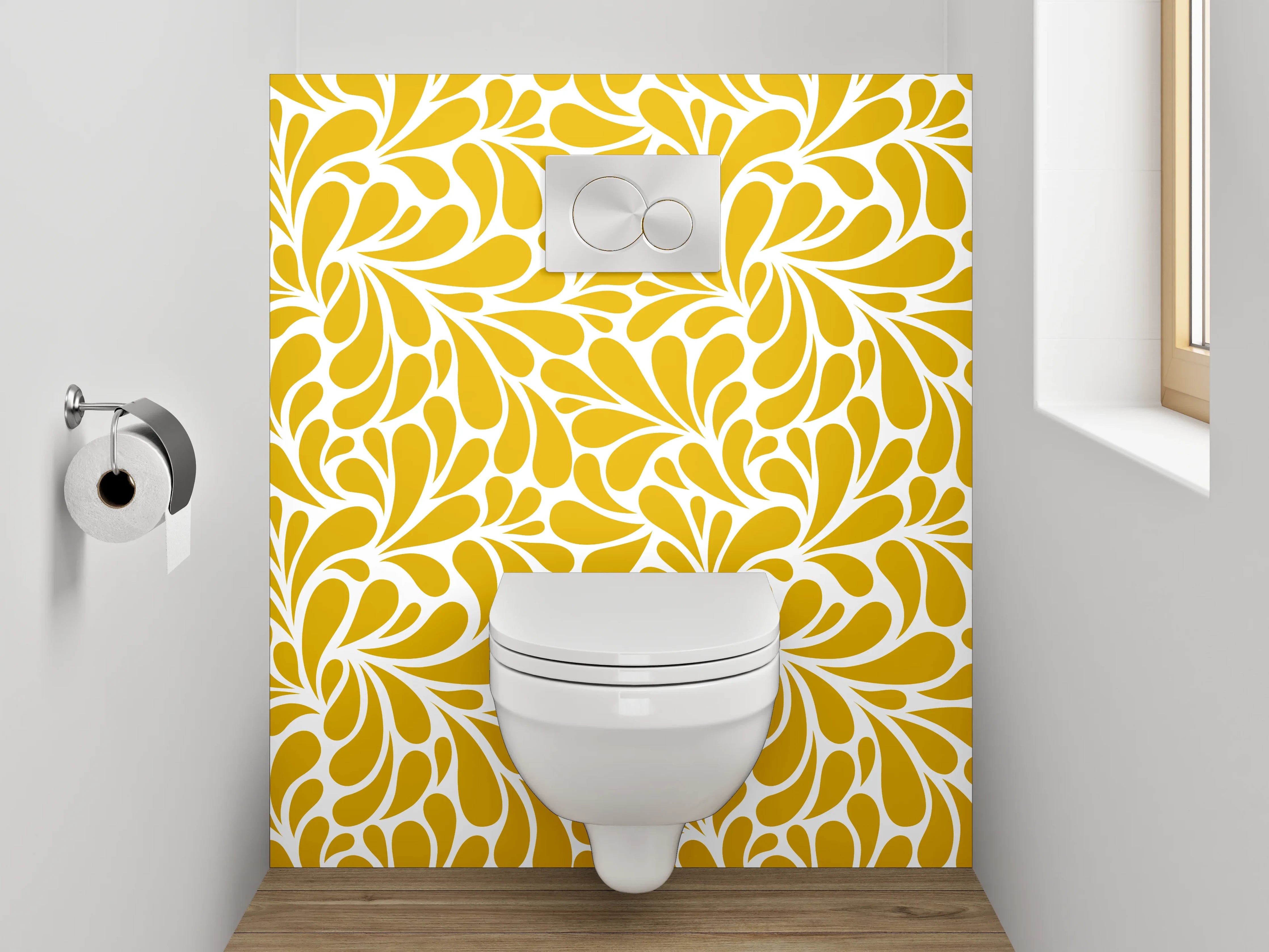WC-Rückwand - Goldenes Retro-Muster Wallpaper