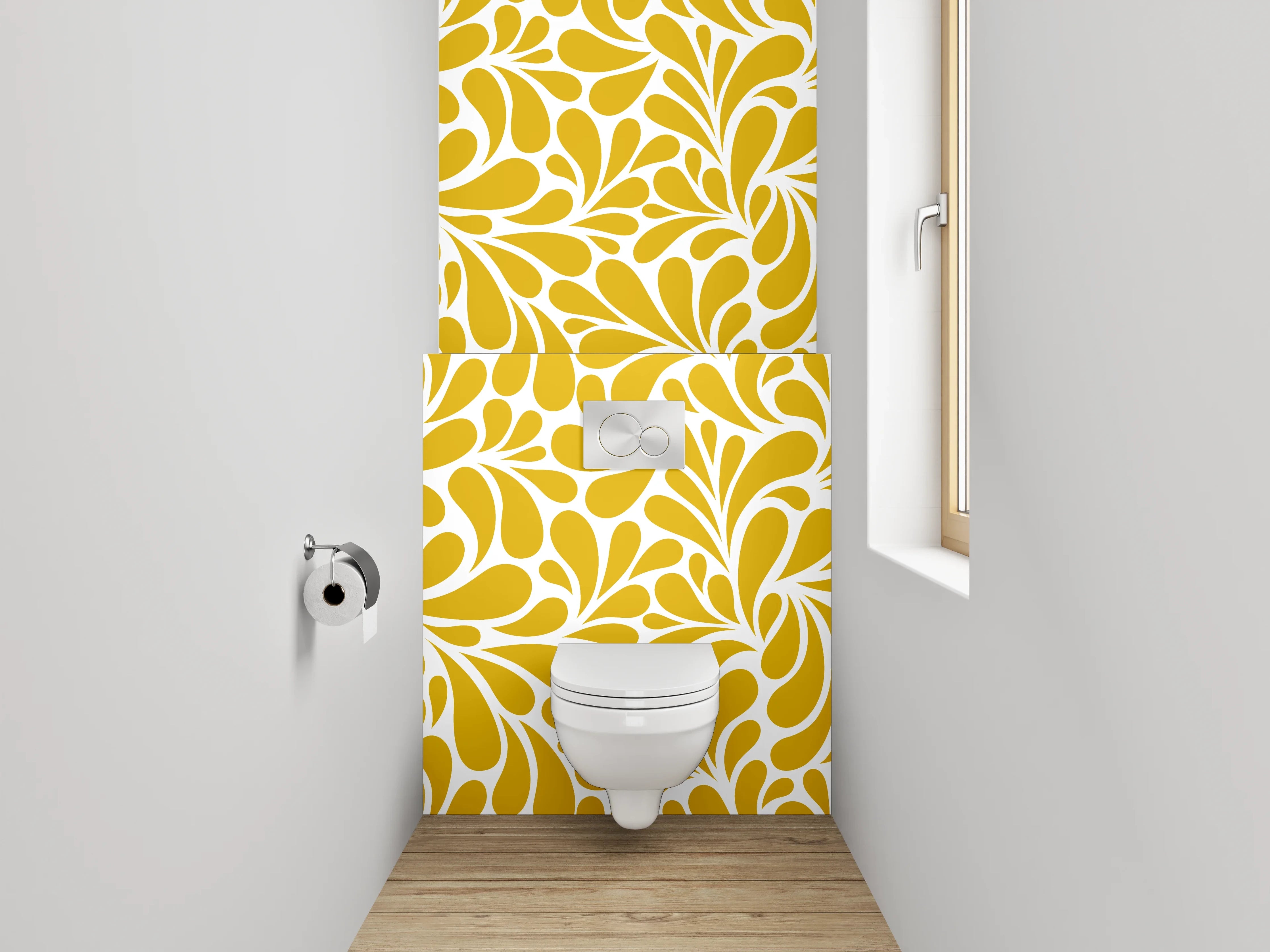 WC-Rückwand - Goldenes Retro-Muster Wallpaper