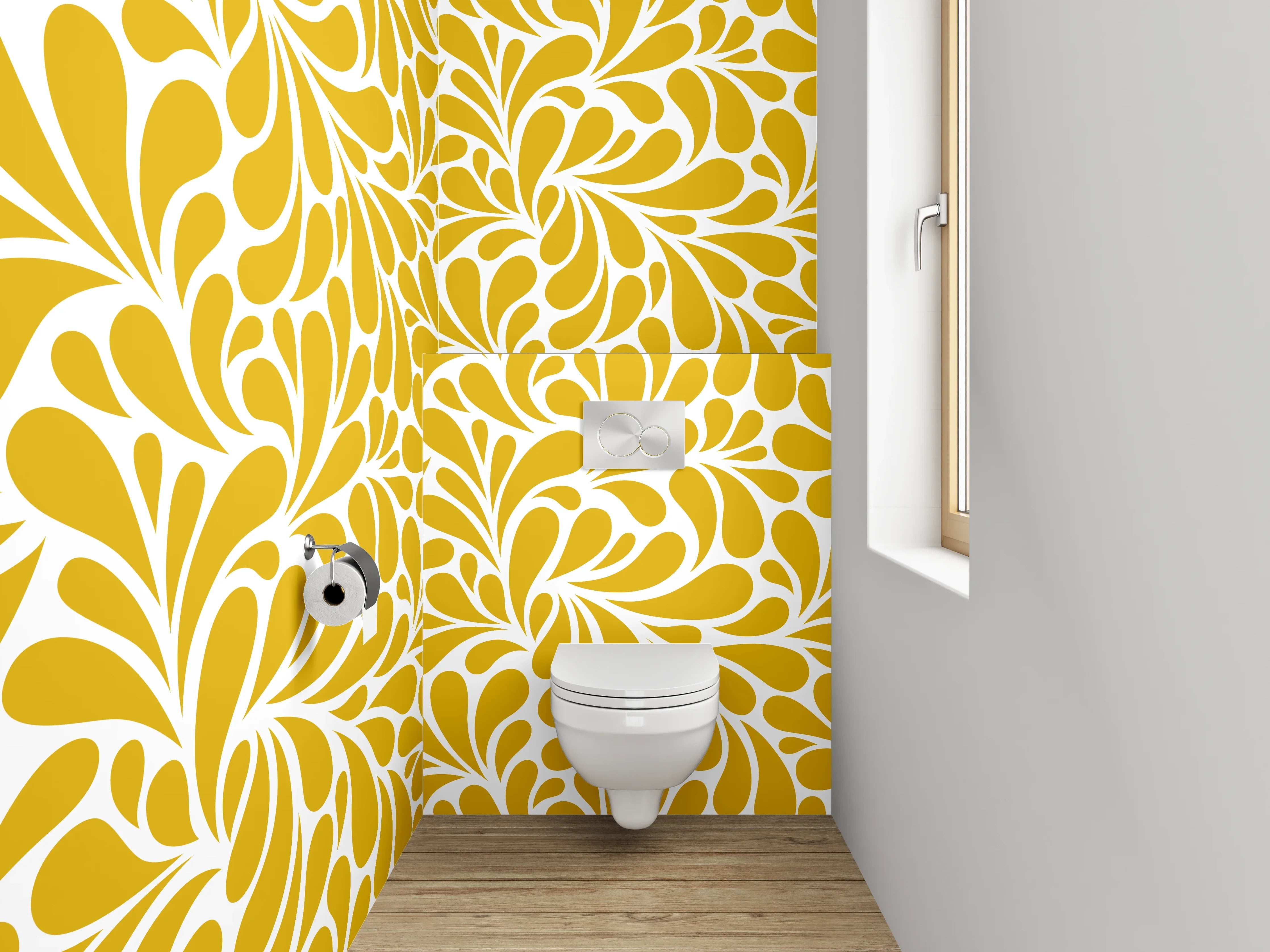 WC-Rückwand - Goldenes Retro-Muster Wallpaper