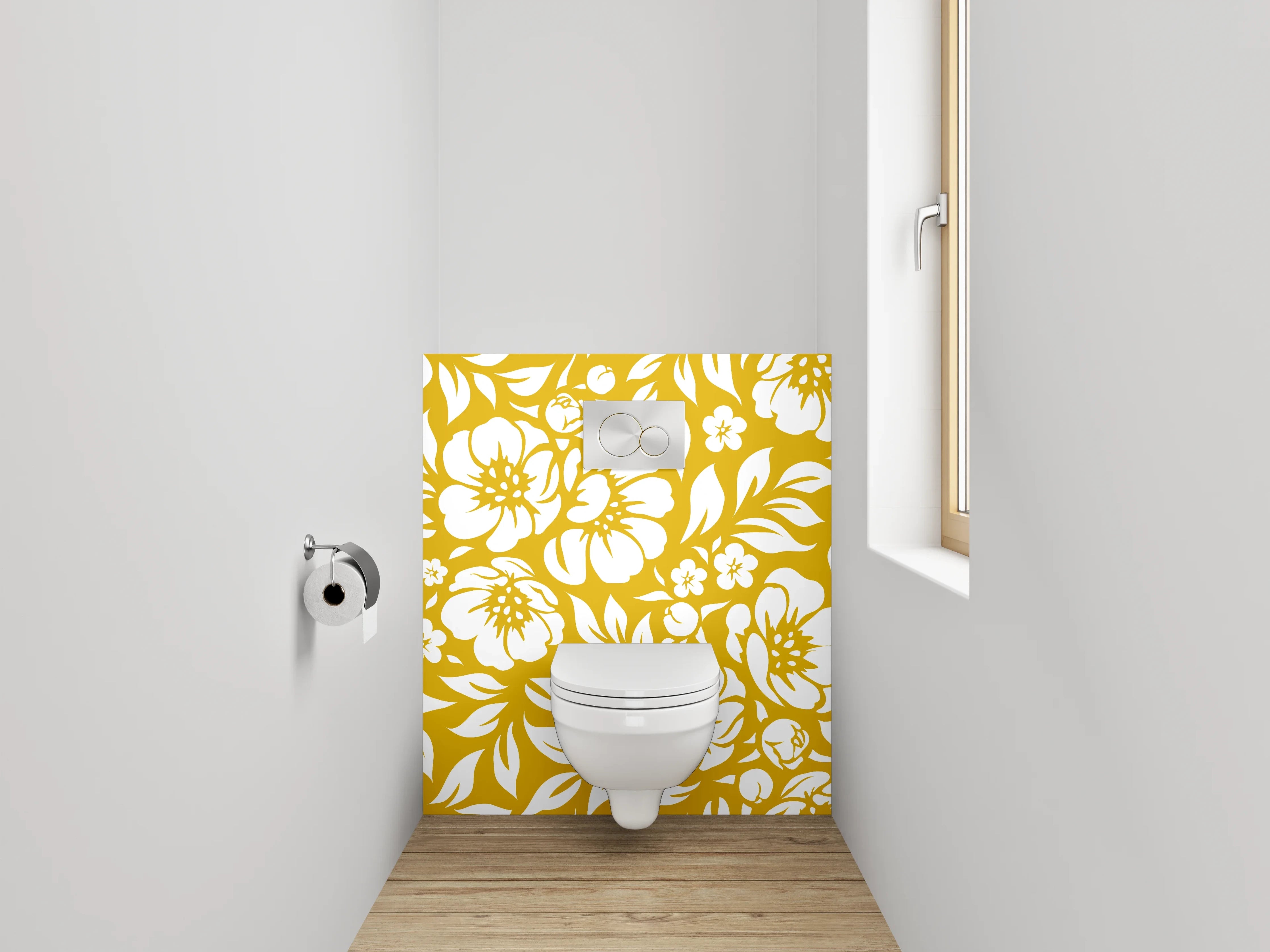 WC-Rückwand - Goldenes florales Muster