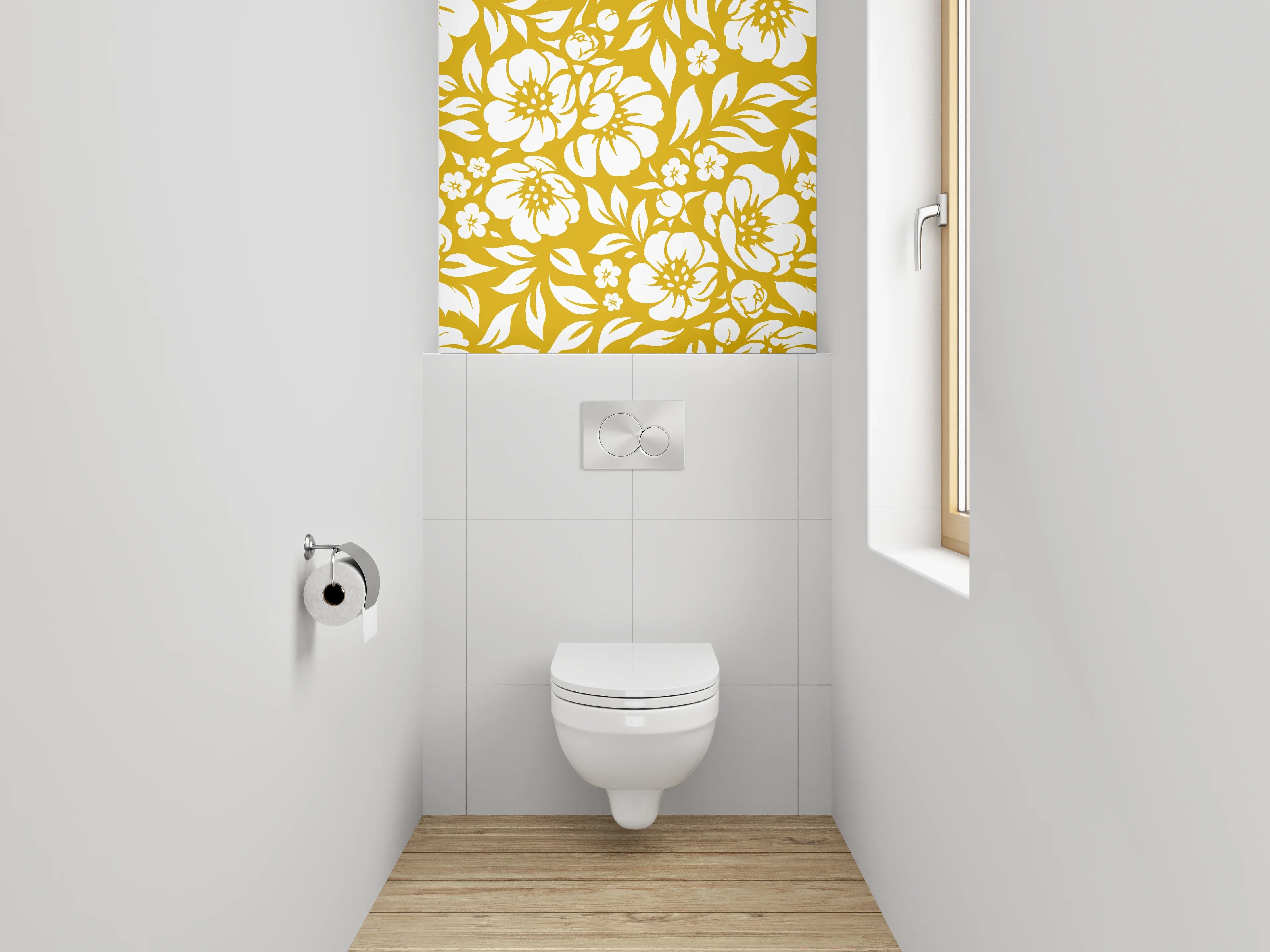 WC-Rückwand - Goldenes florales Muster