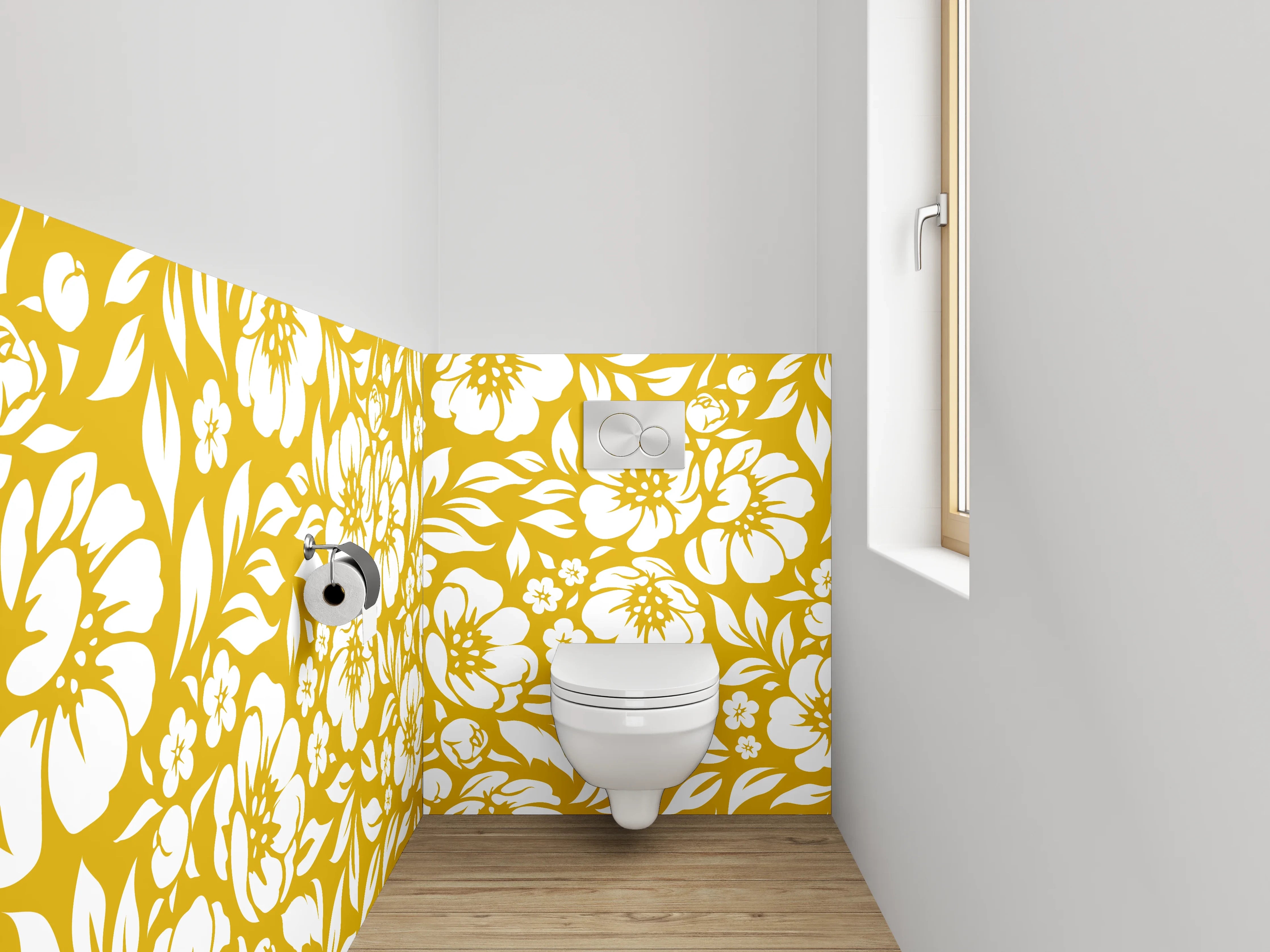 WC-Rückwand - Goldenes florales Muster