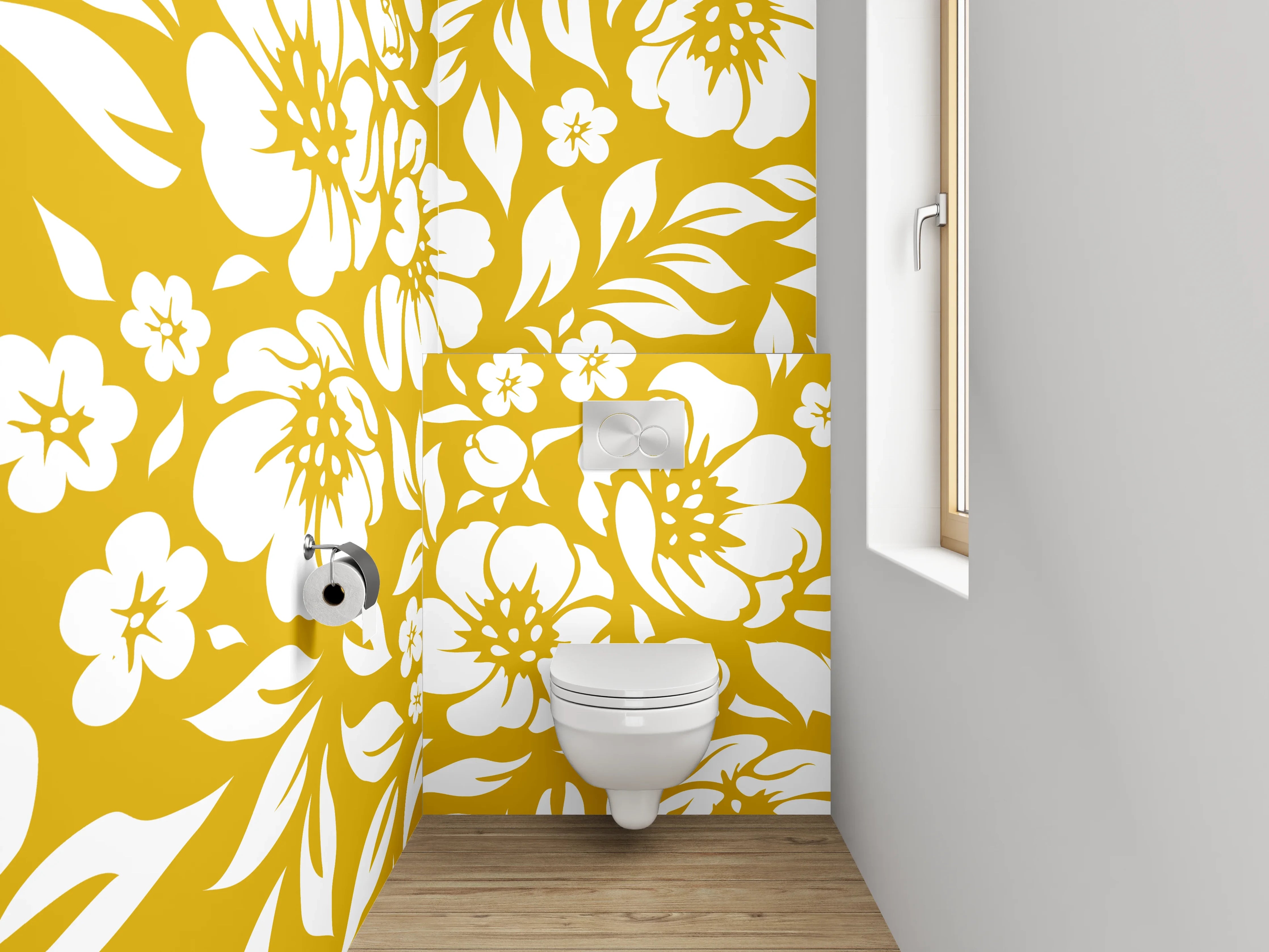 WC-Rückwand - Goldenes florales Muster