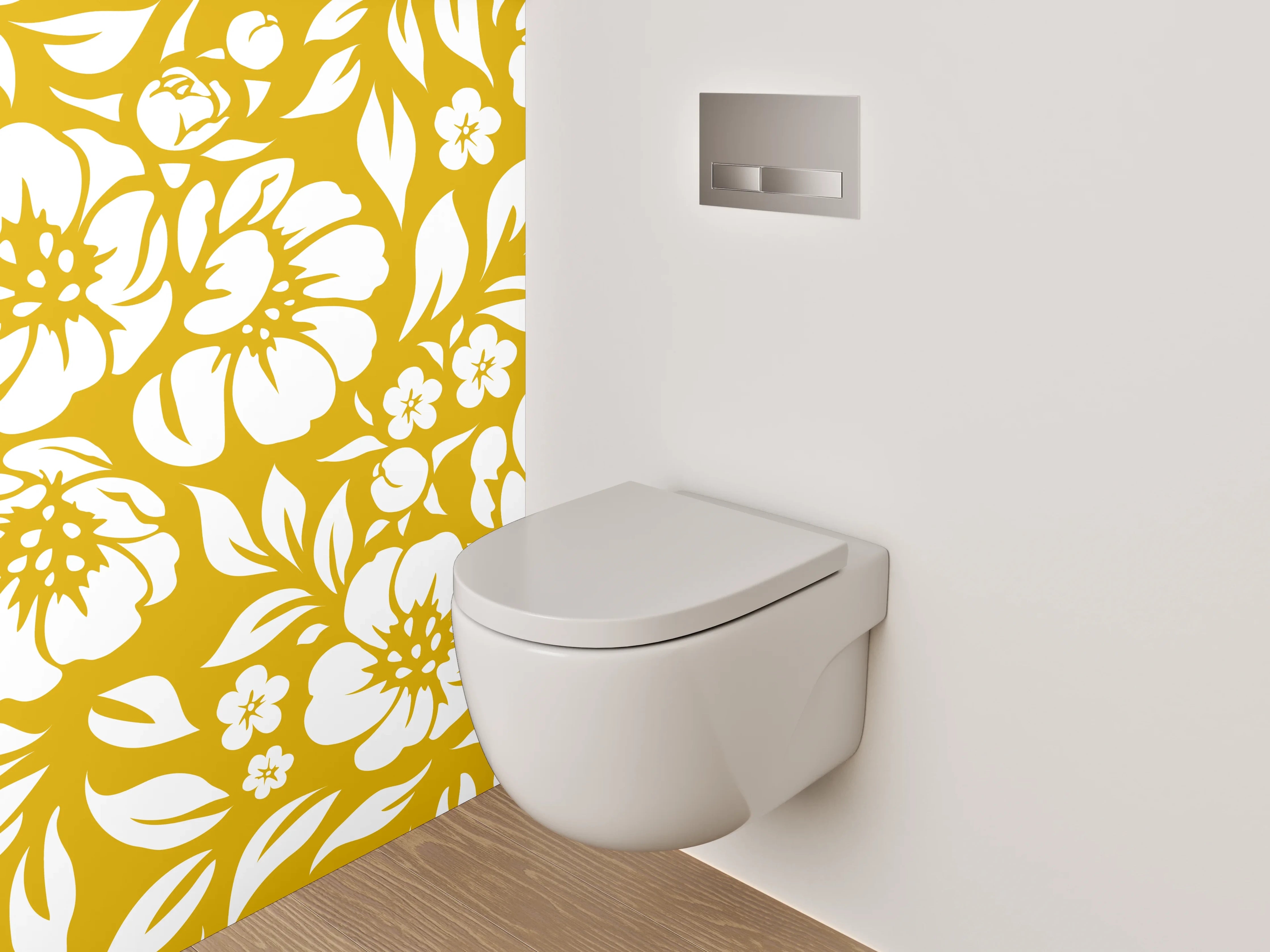 WC-Rückwand - Goldenes florales Muster