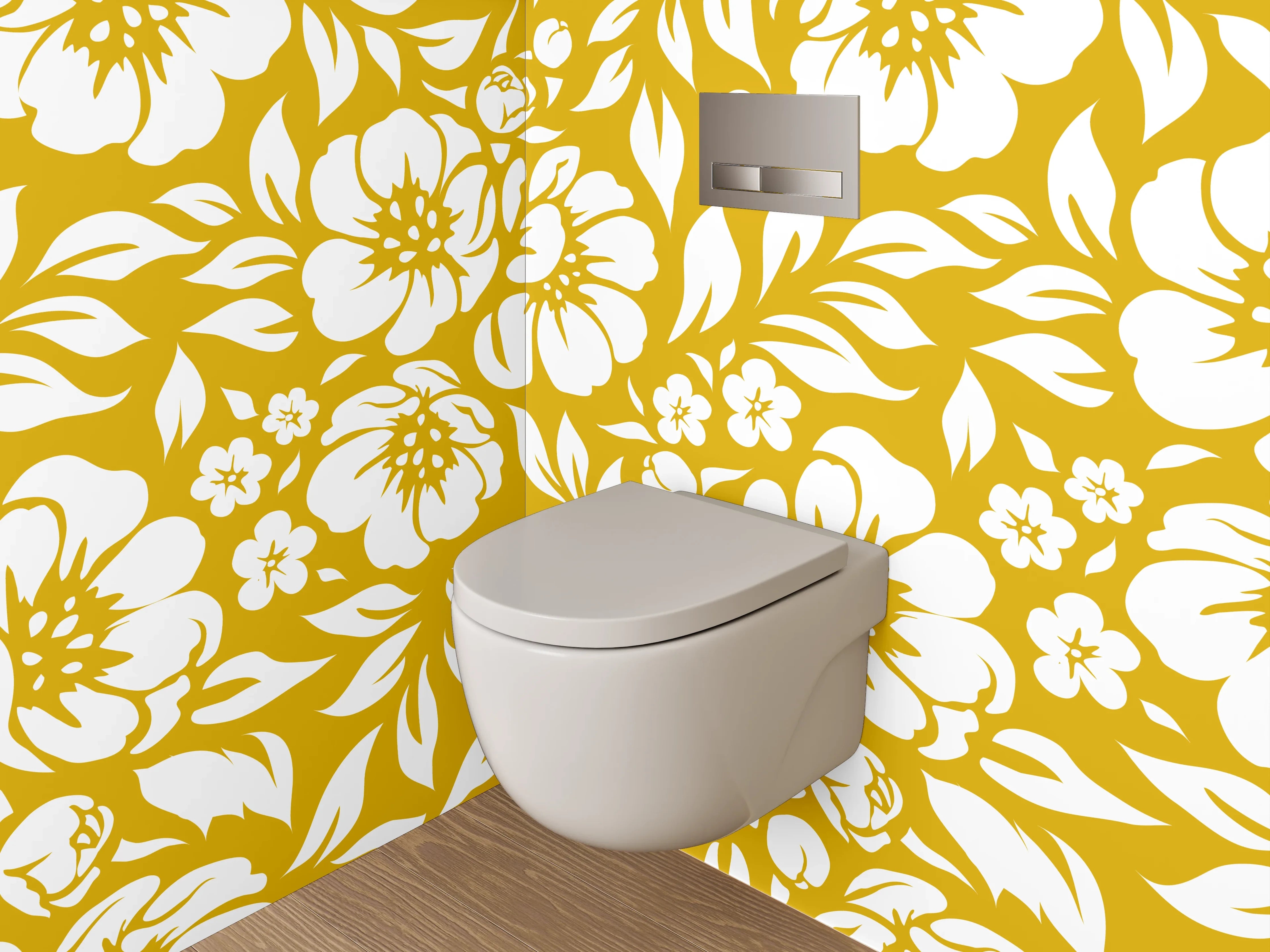 WC-Rückwand - Goldenes florales Muster