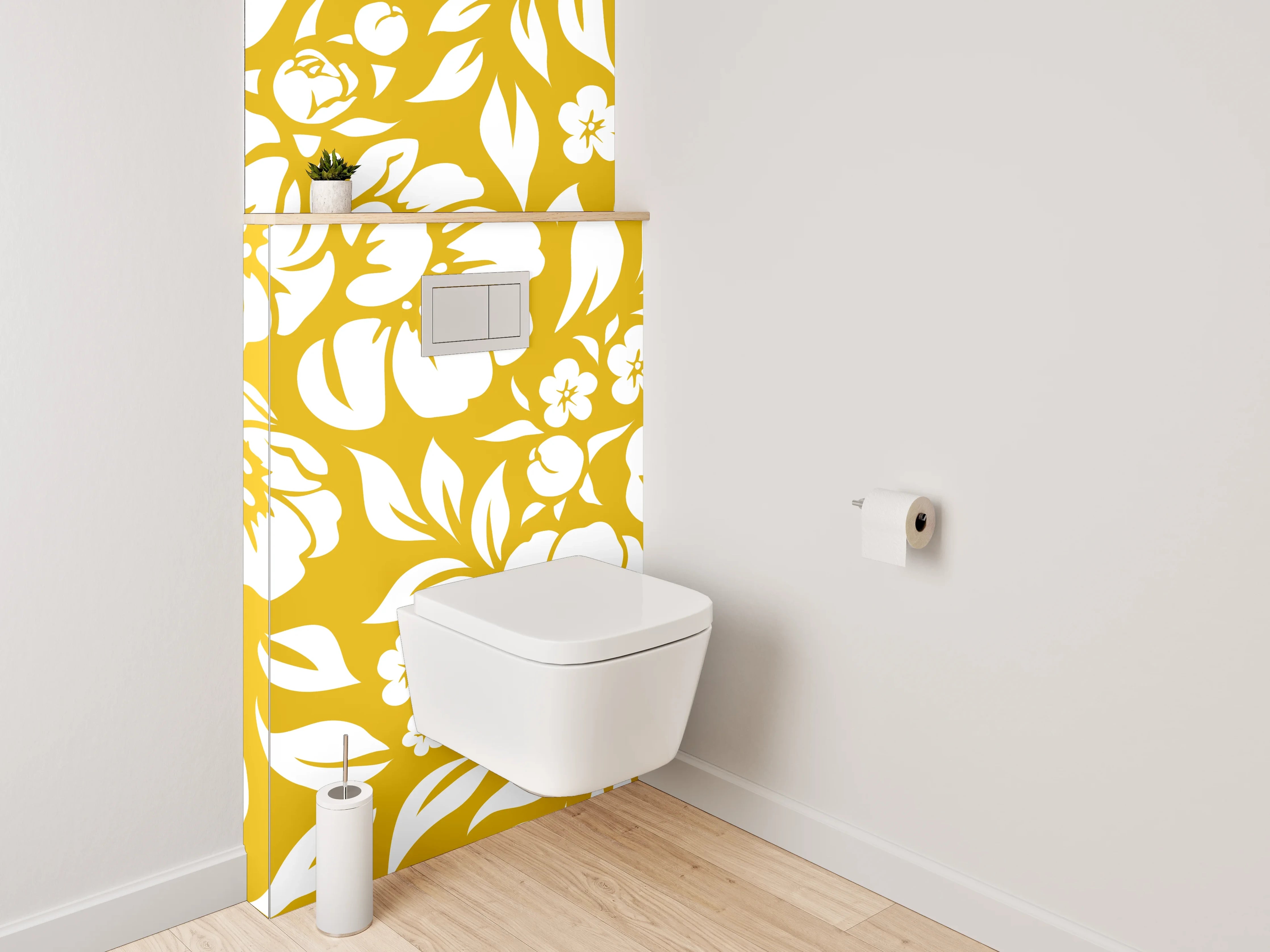 WC-Rückwand - Goldenes florales Muster
