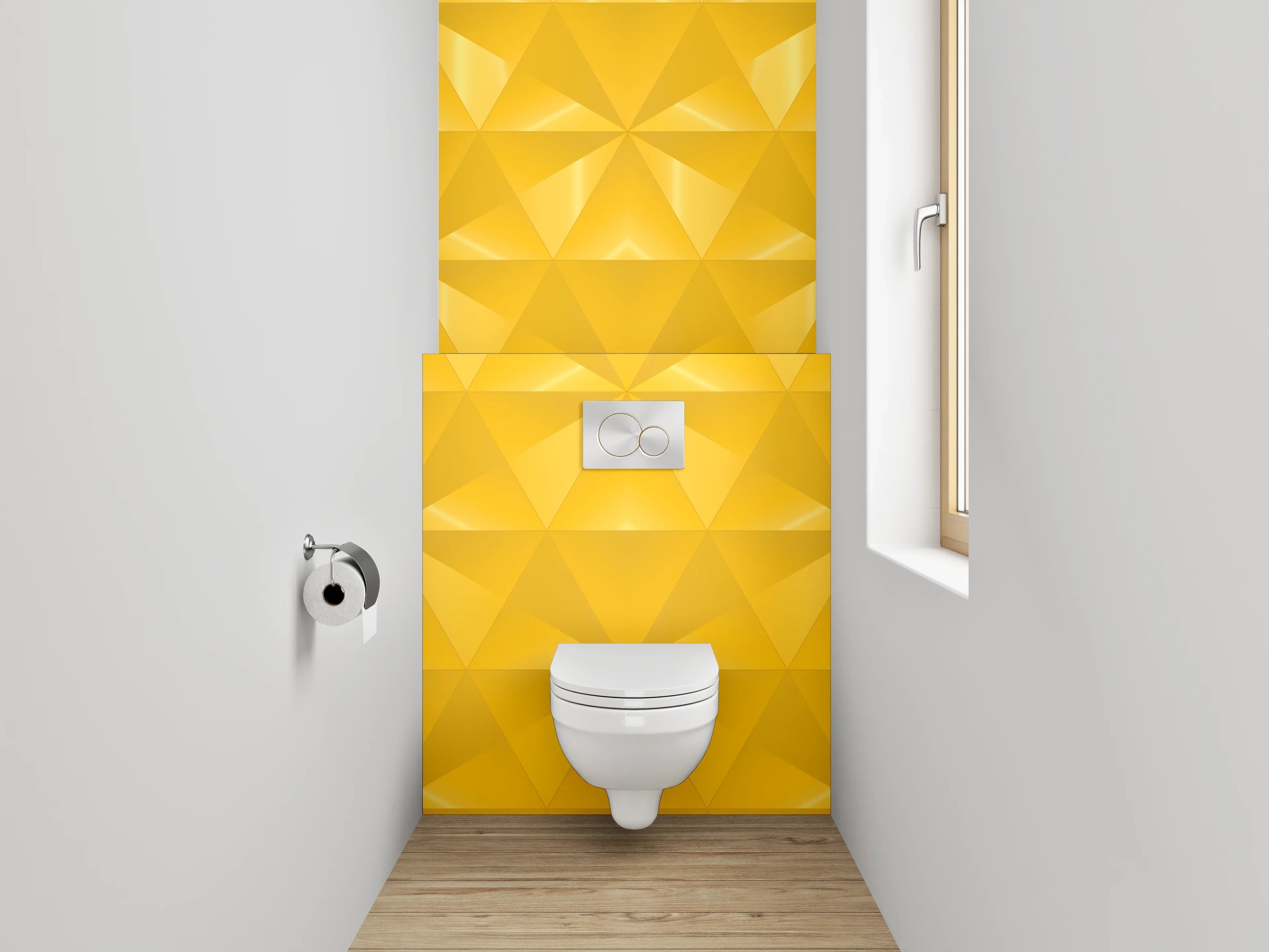 WC-Rückwand - Goldenes geometrisches Muster modern