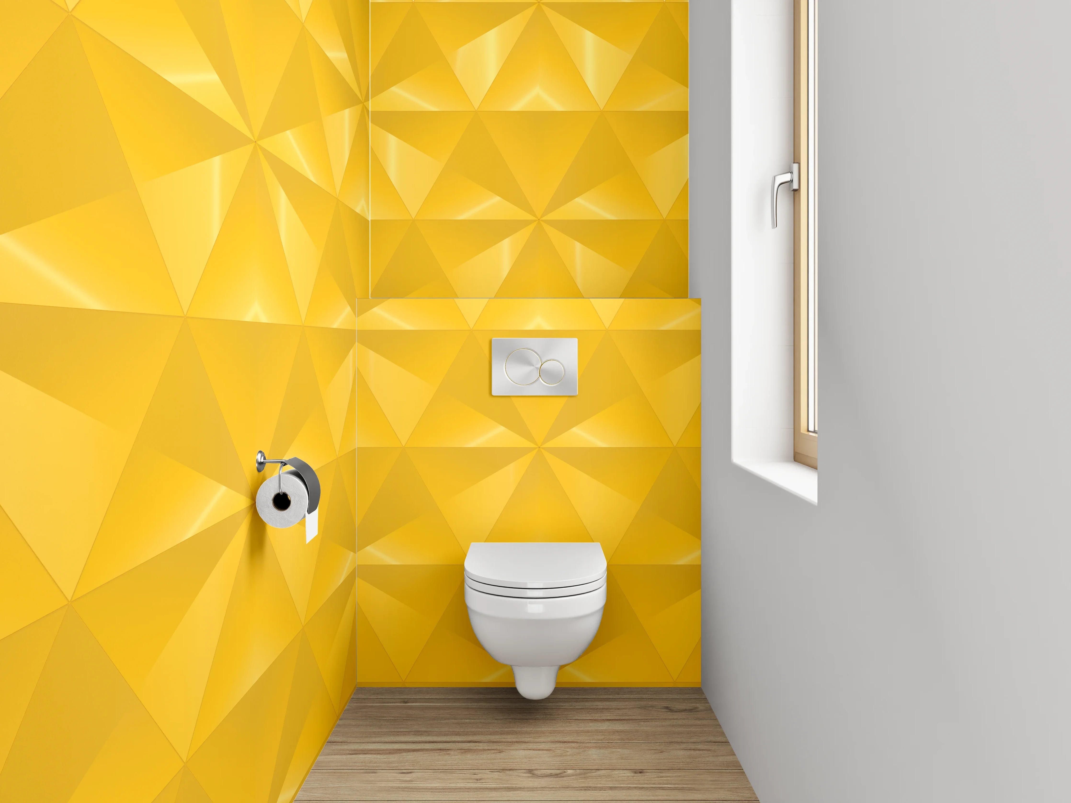 WC-Rückwand - Goldenes geometrisches Muster modern