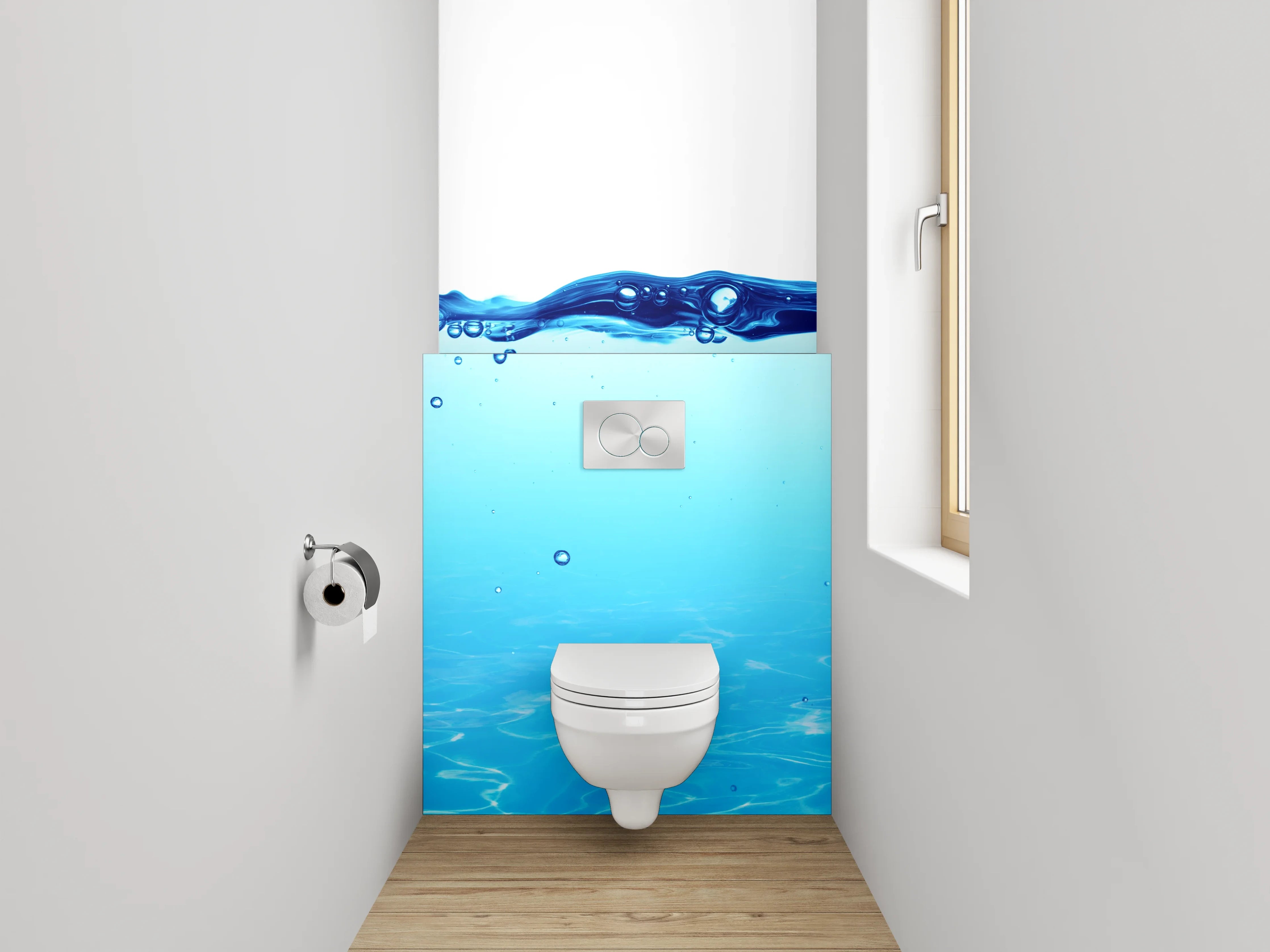 WC-Rückwand - Goldfisch mit Haifischflosse im Wasser
