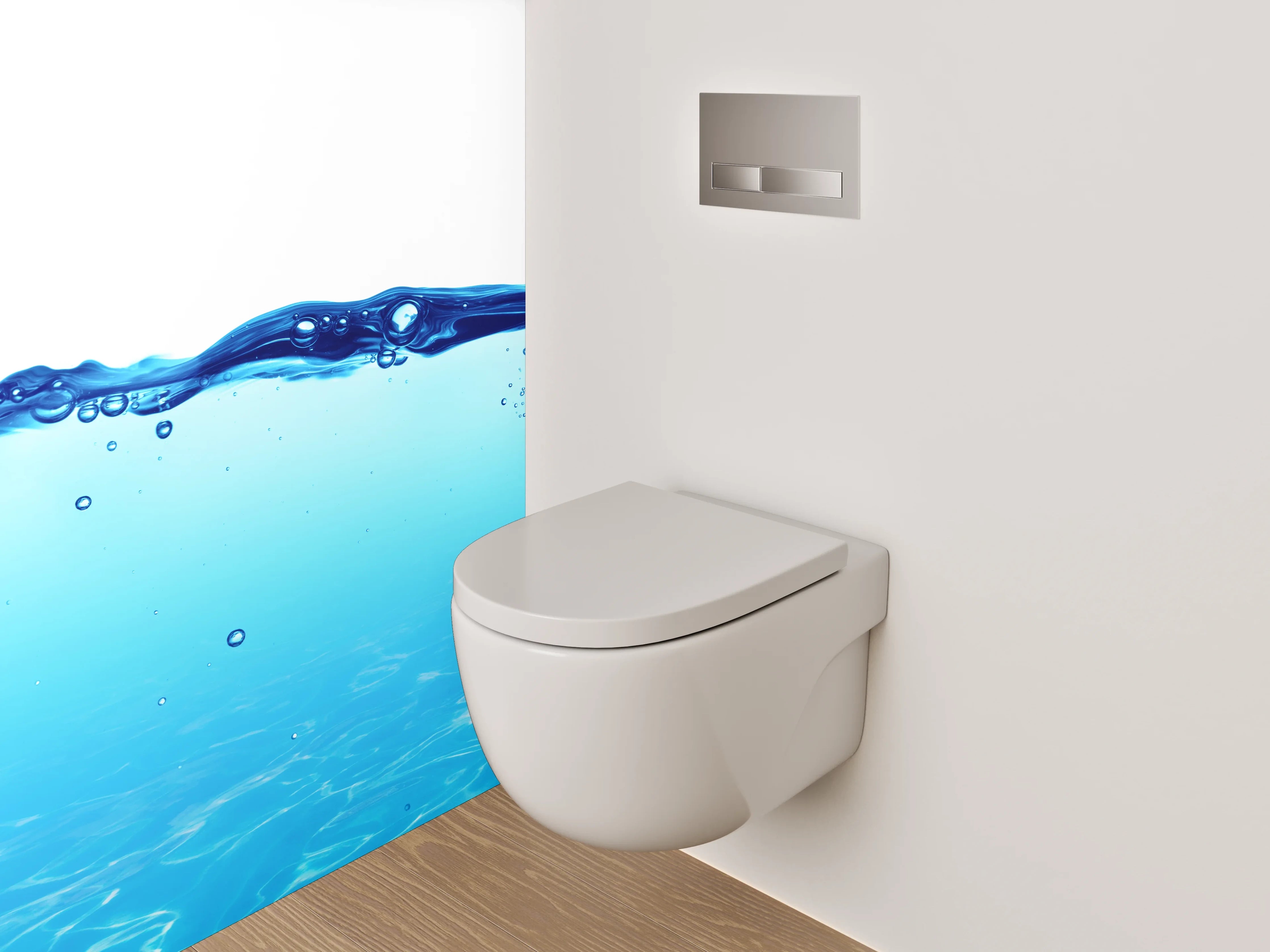 WC-Rückwand - Goldfisch mit Haifischflosse im Wasser