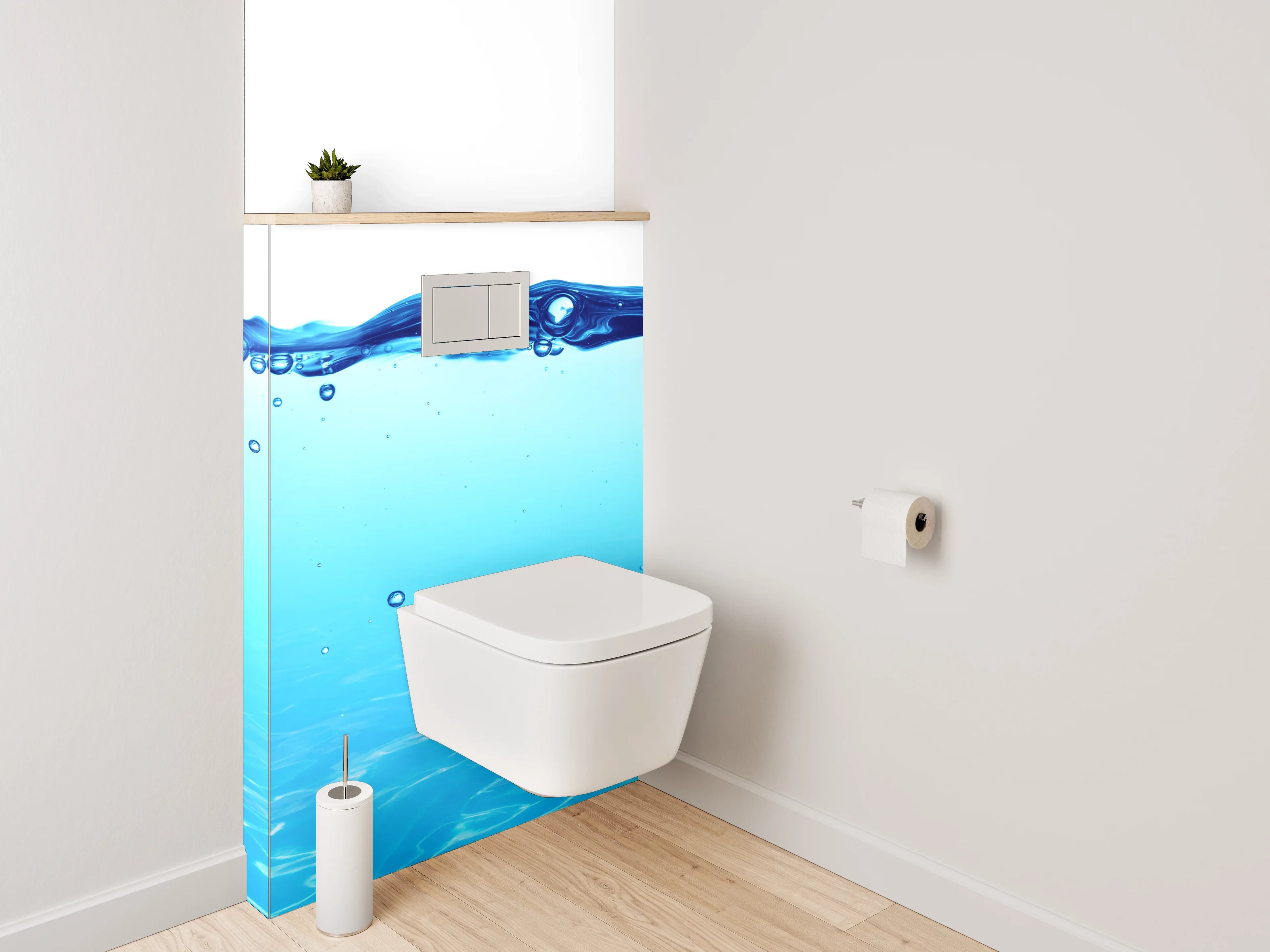 WC-Rückwand - Goldfisch mit Haifischflosse im Wasser
