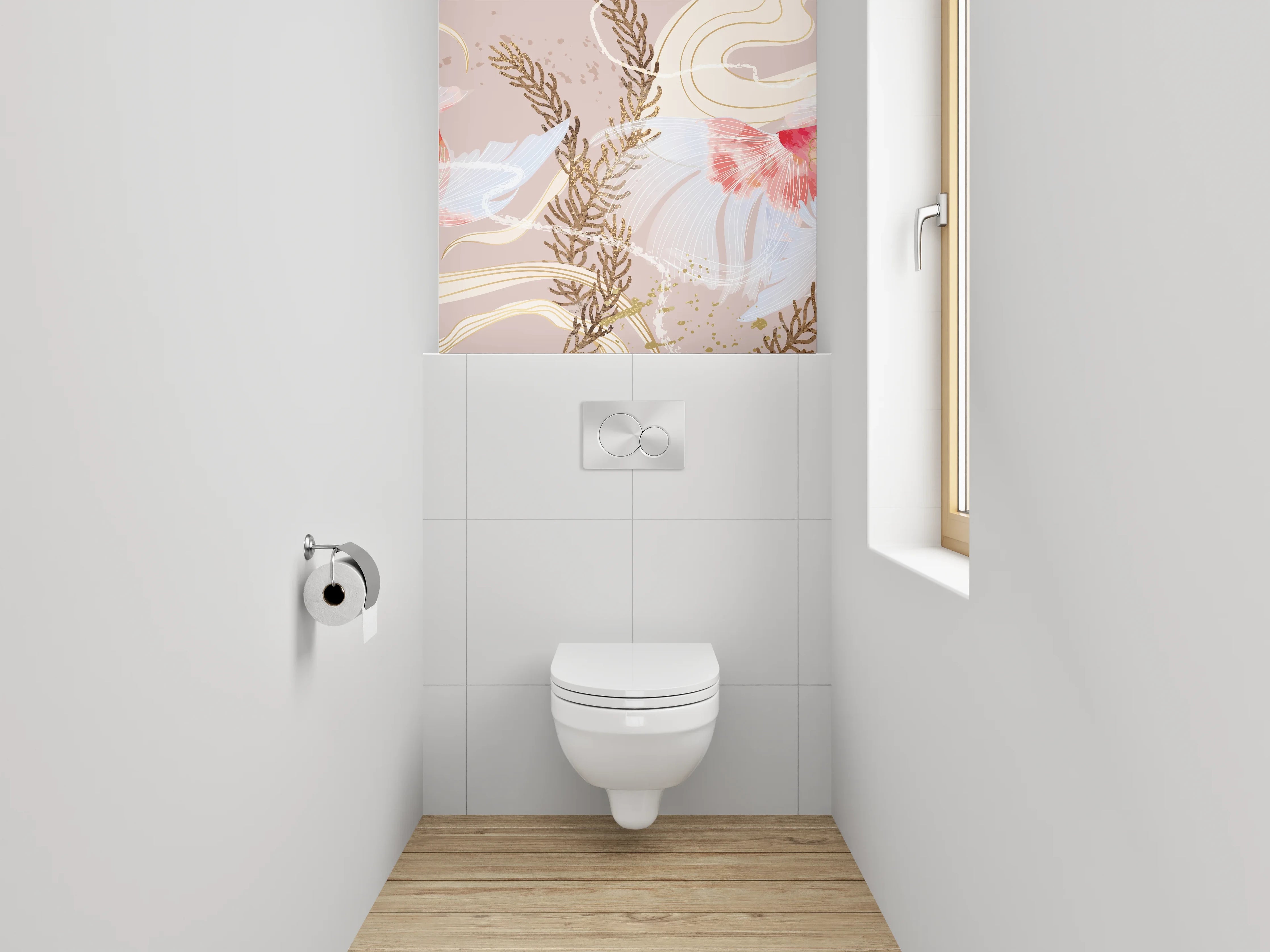WC-Rückwand - Goldfische Illustration Unterwasser Pflanzendekor