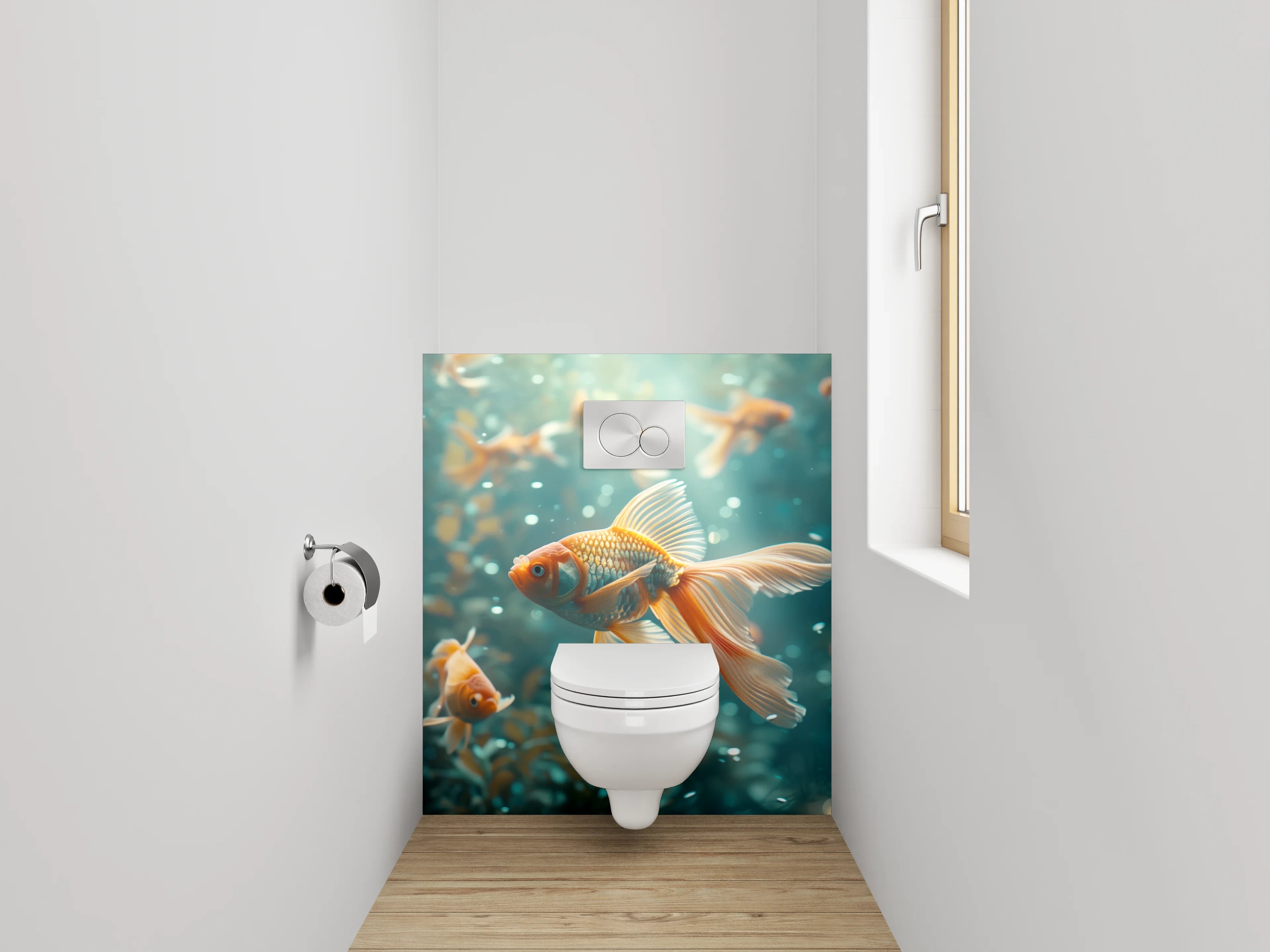 WC-Rückwand - Goldfische Unterwasser Paradies