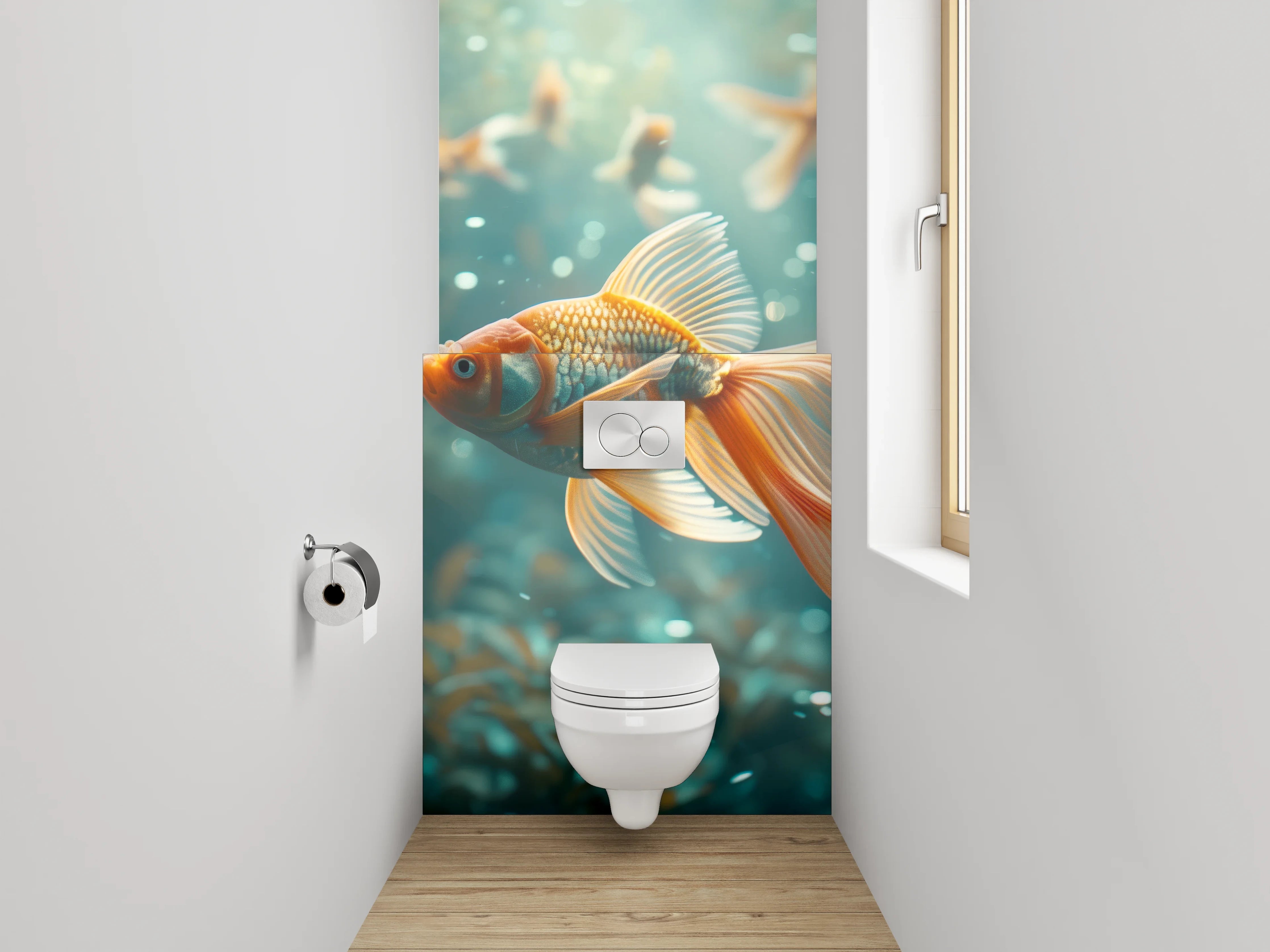 WC-Rückwand - Goldfische Unterwasser Paradies