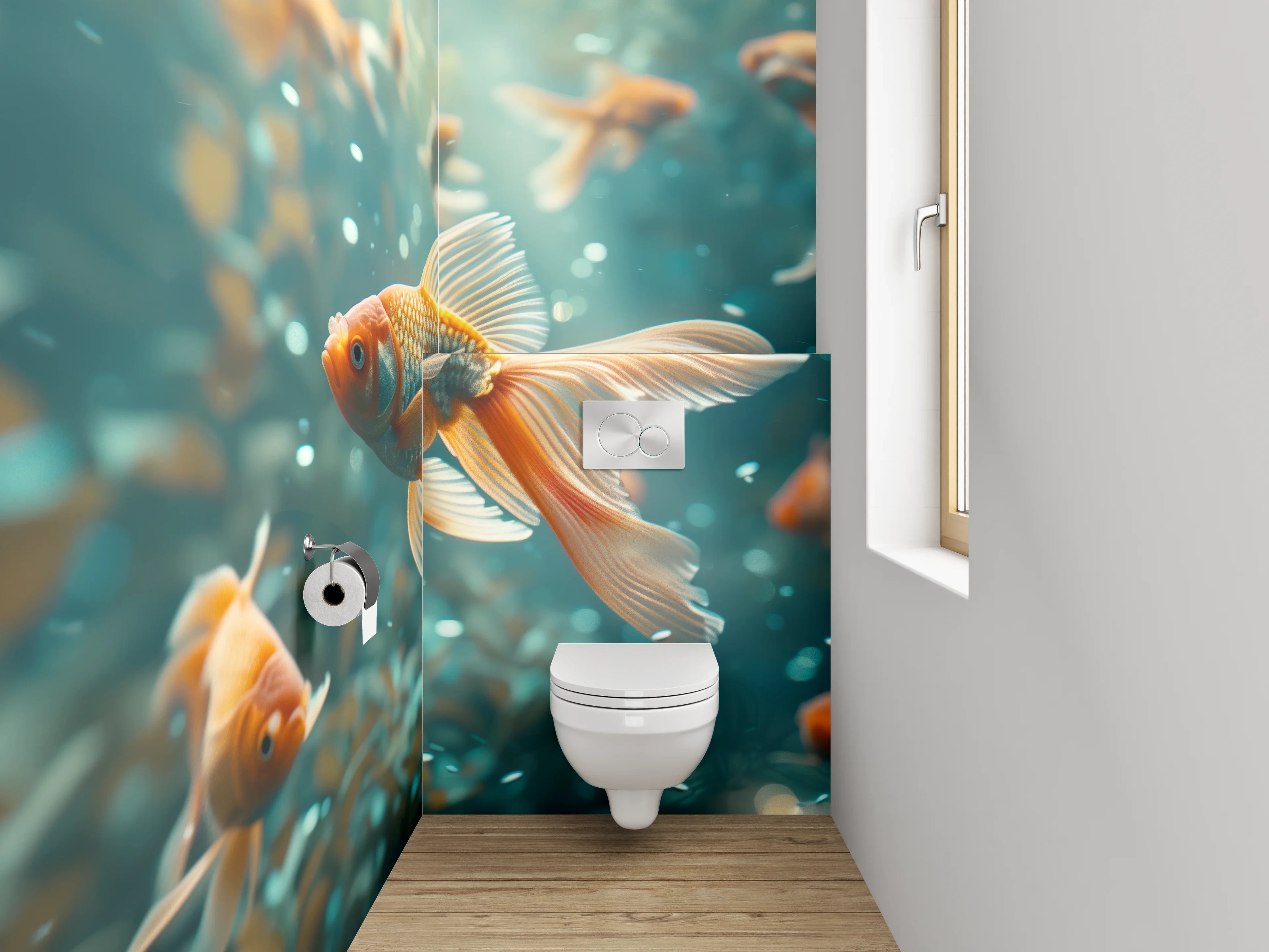 WC-Rückwand - Goldfische Unterwasser Paradies