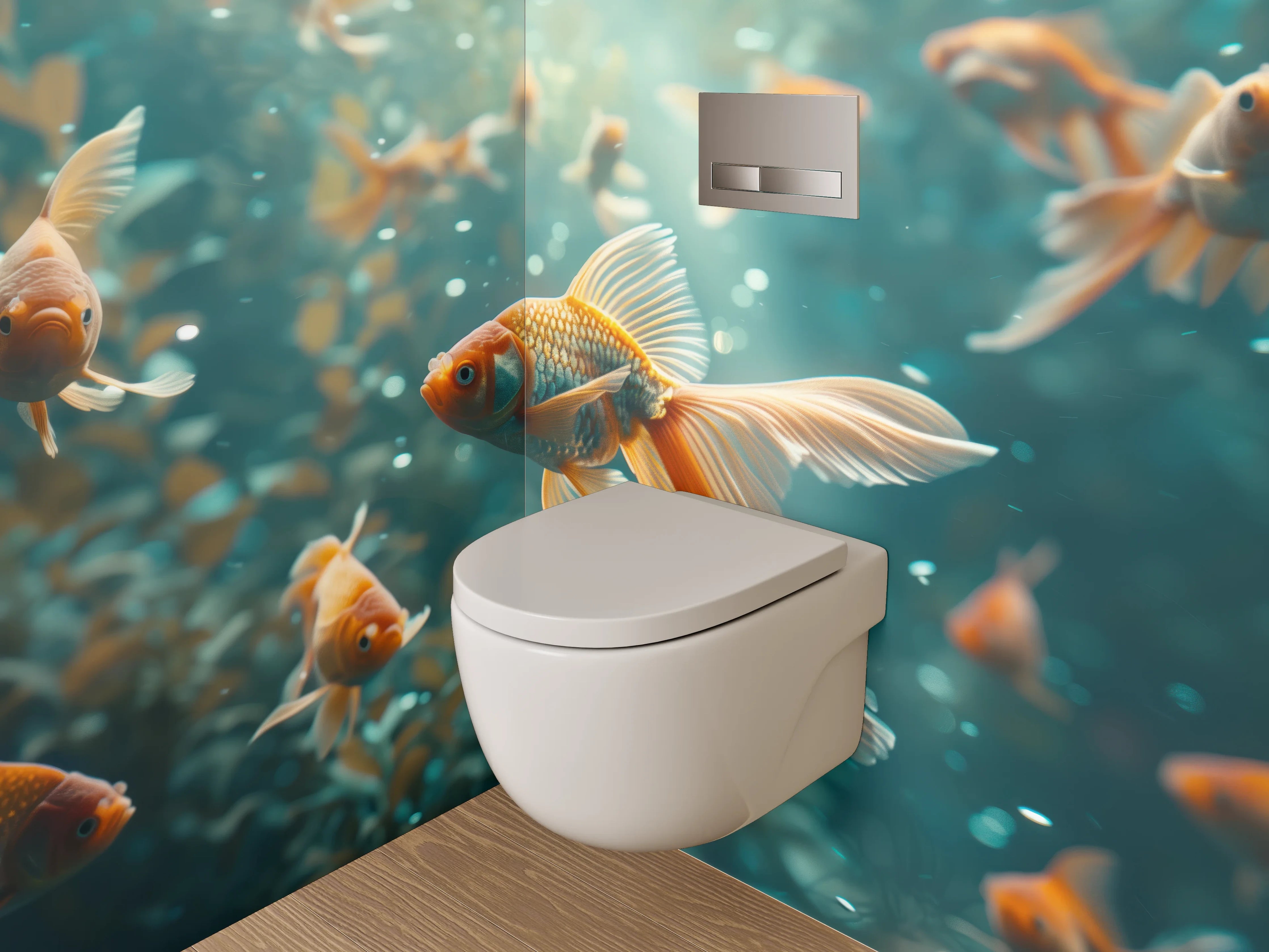 WC-Rückwand - Goldfische Unterwasser Paradies