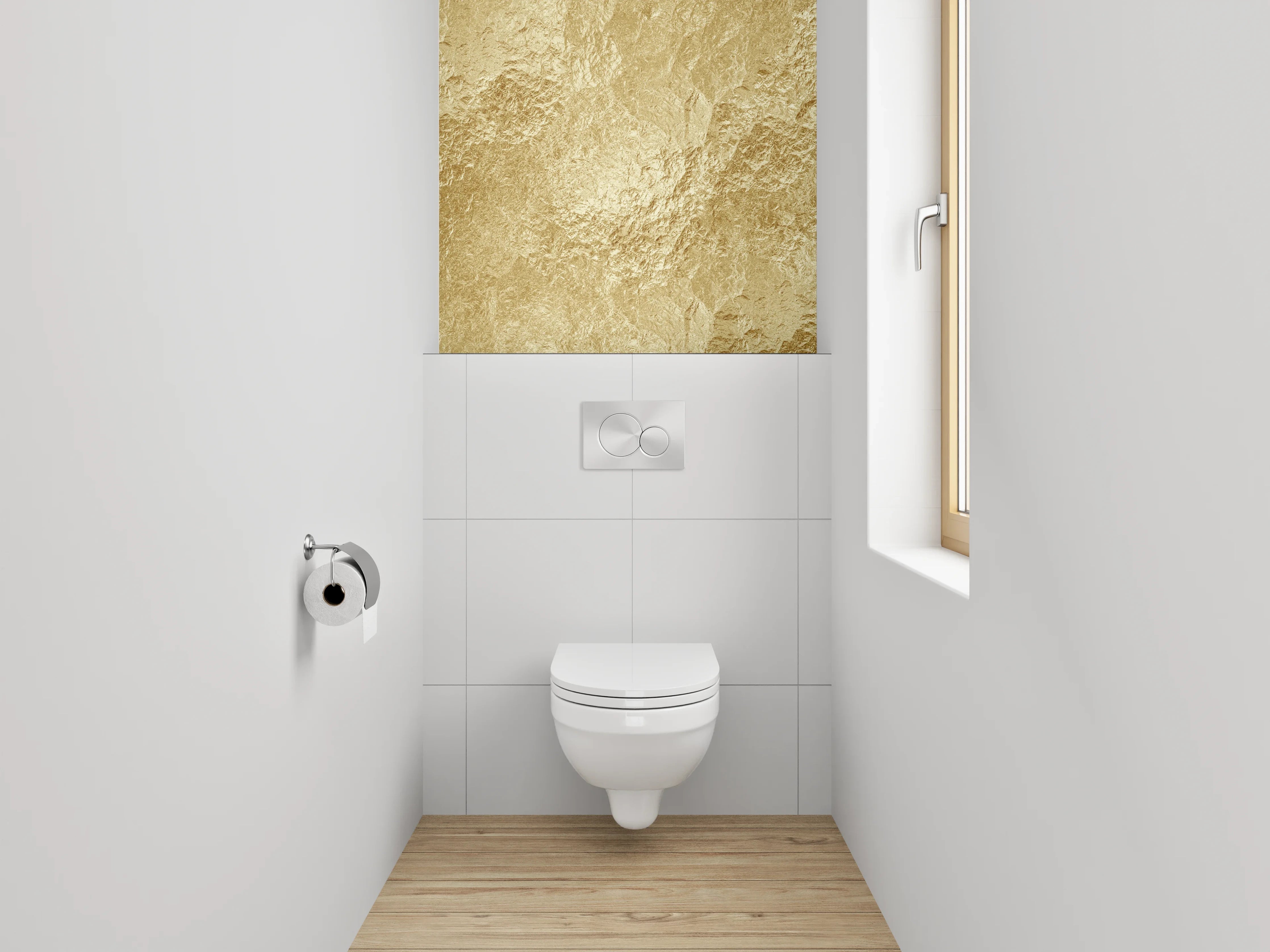 WC-Rückwand - Goldstruktur Metallic Tapete Luxusoptik