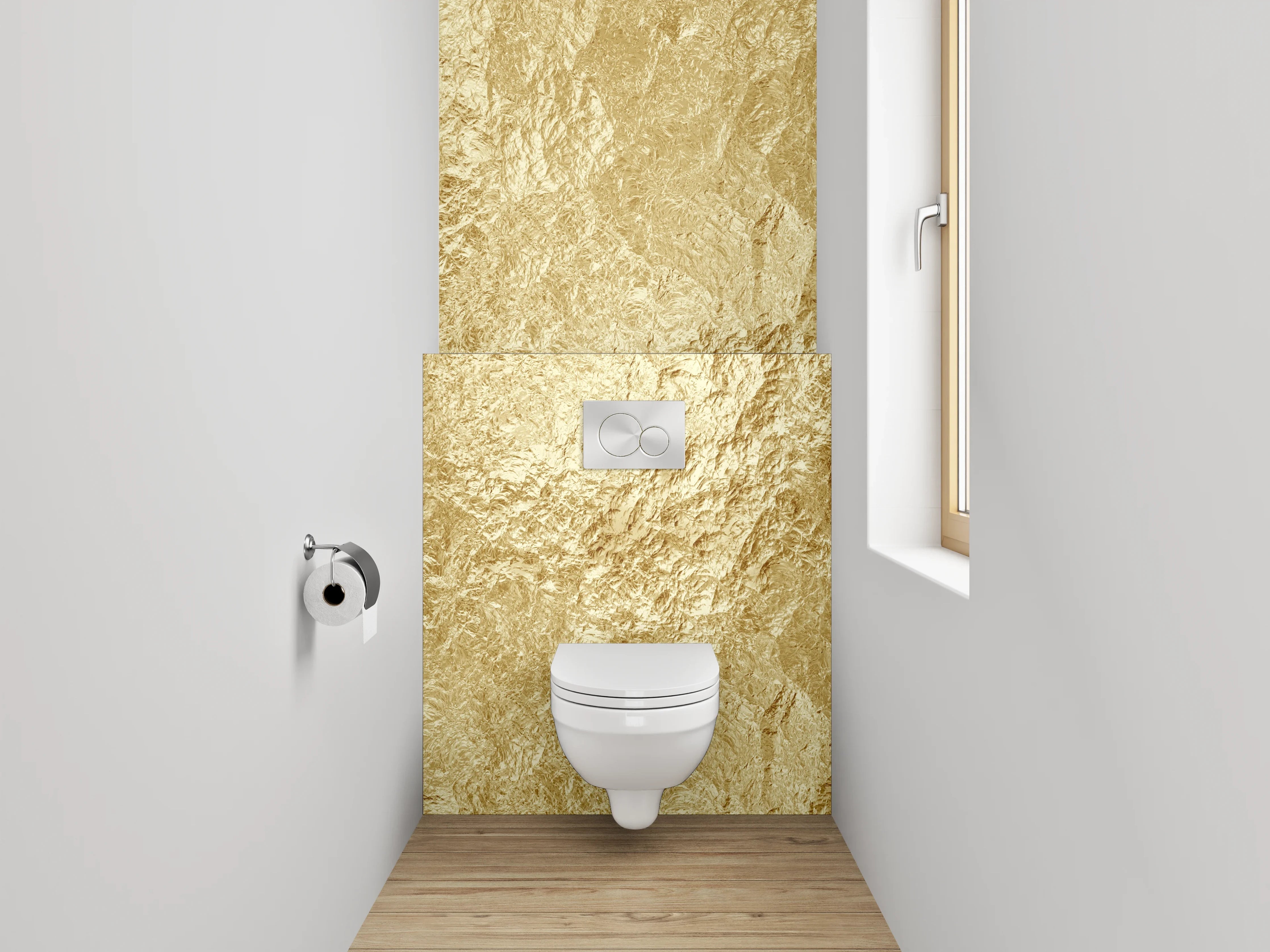 WC-Rückwand - Goldstruktur Metallic Tapete Luxusoptik