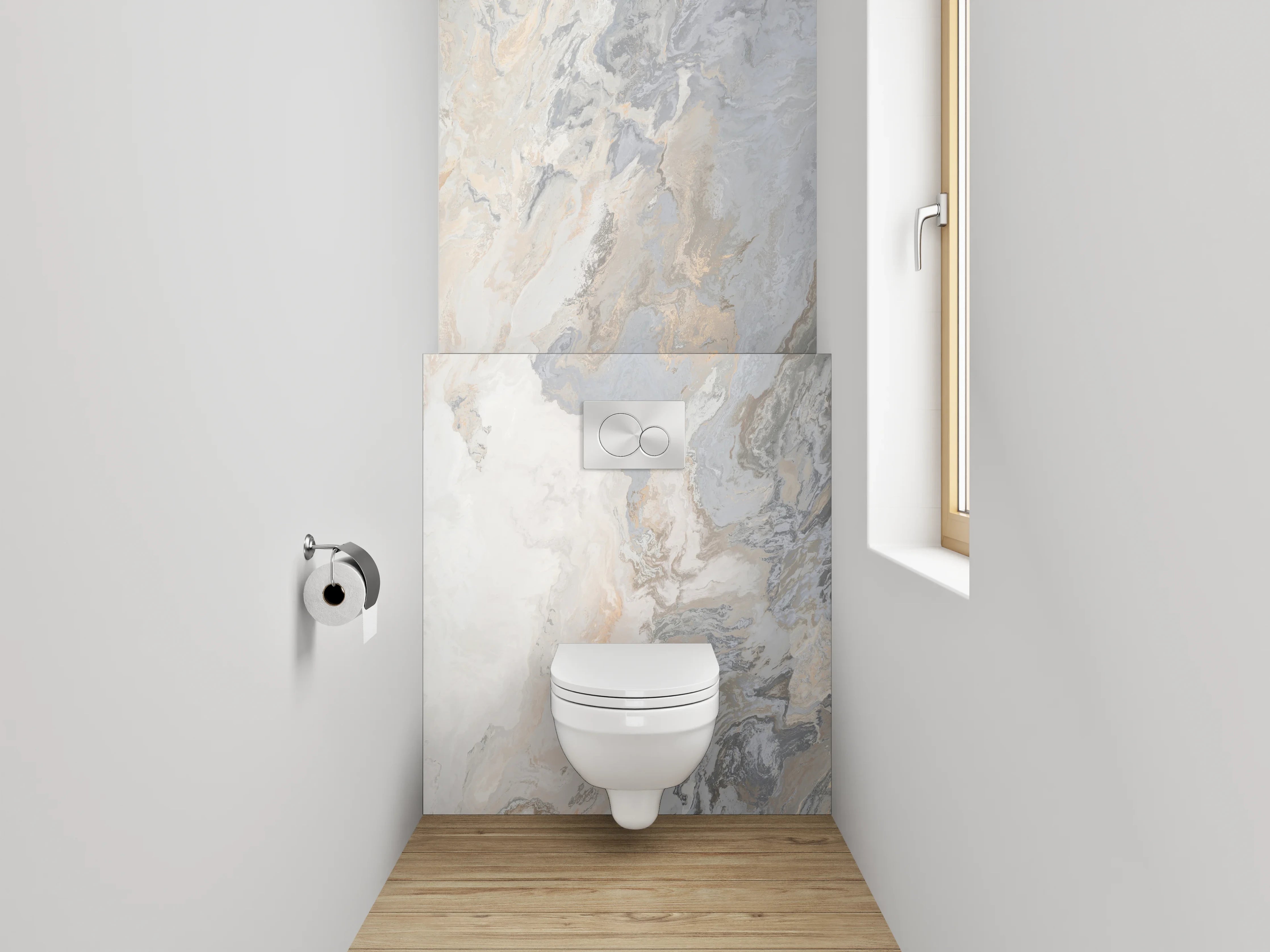 WC-Rückwand - Graffiti-Textur in Beige und Grau