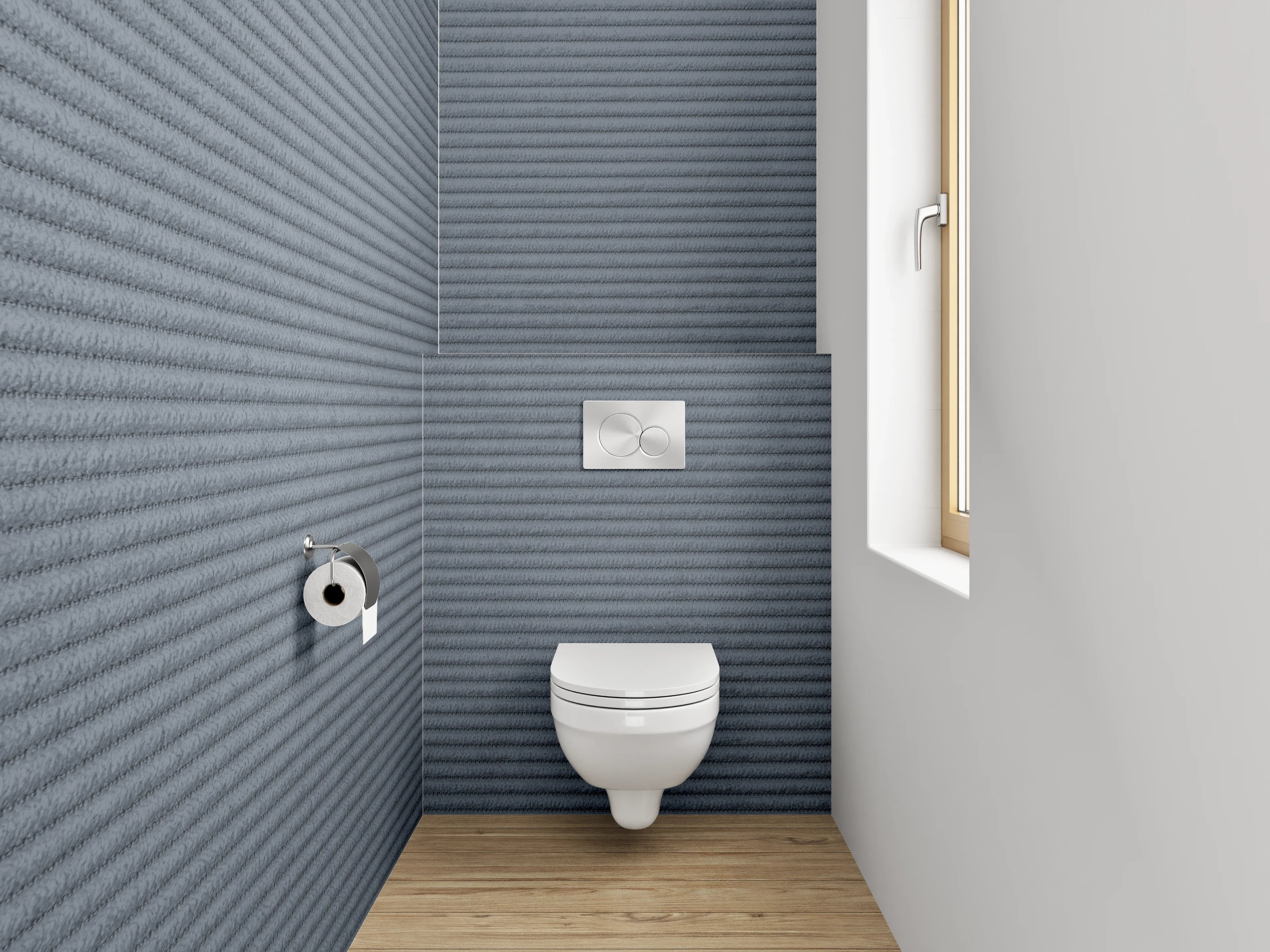 WC-Rückwand - Grafische Textur in Grau mit Linienmuster