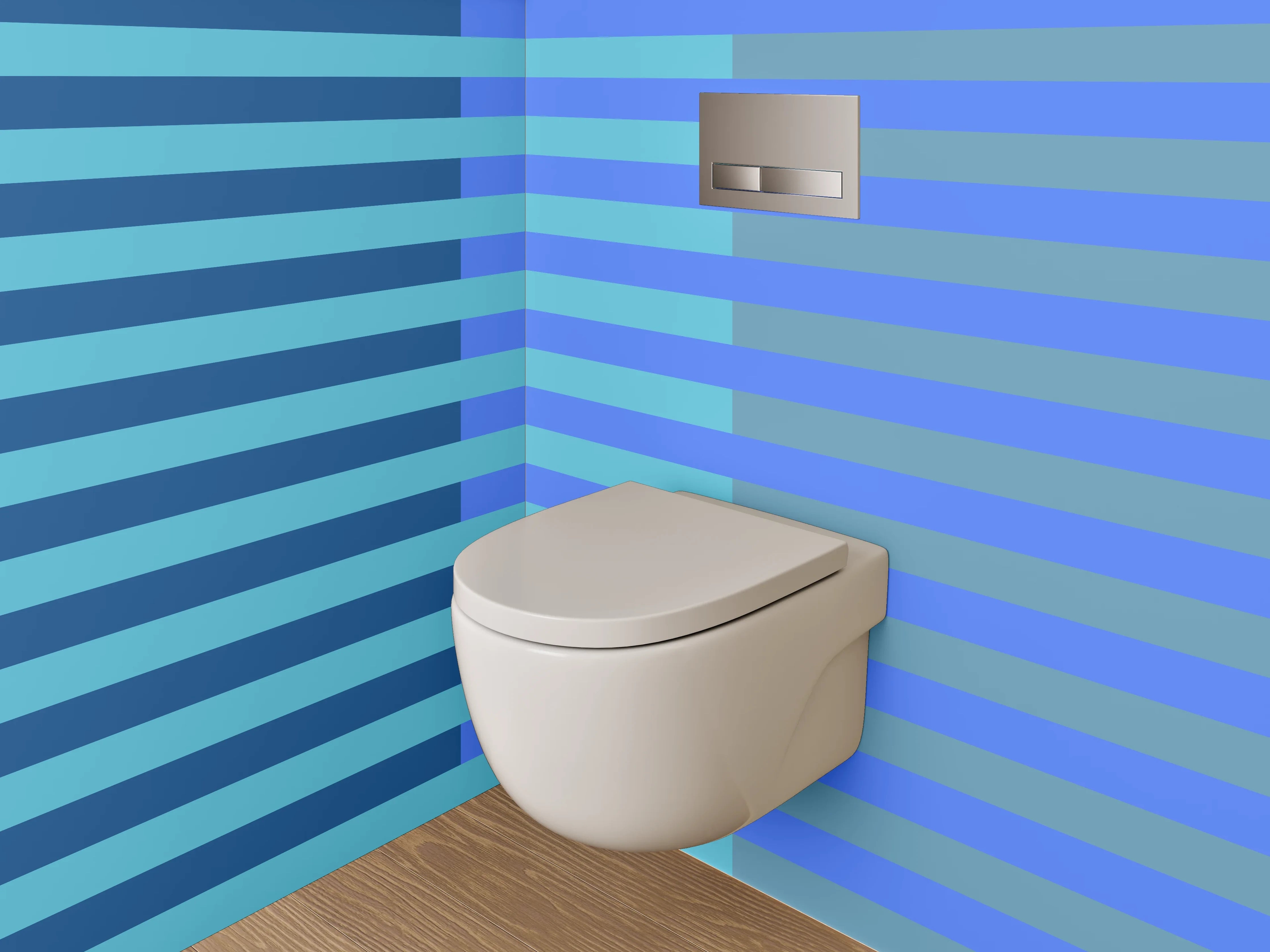 WC-Rückwand - Grafisches Streifenmuster in Blautönen