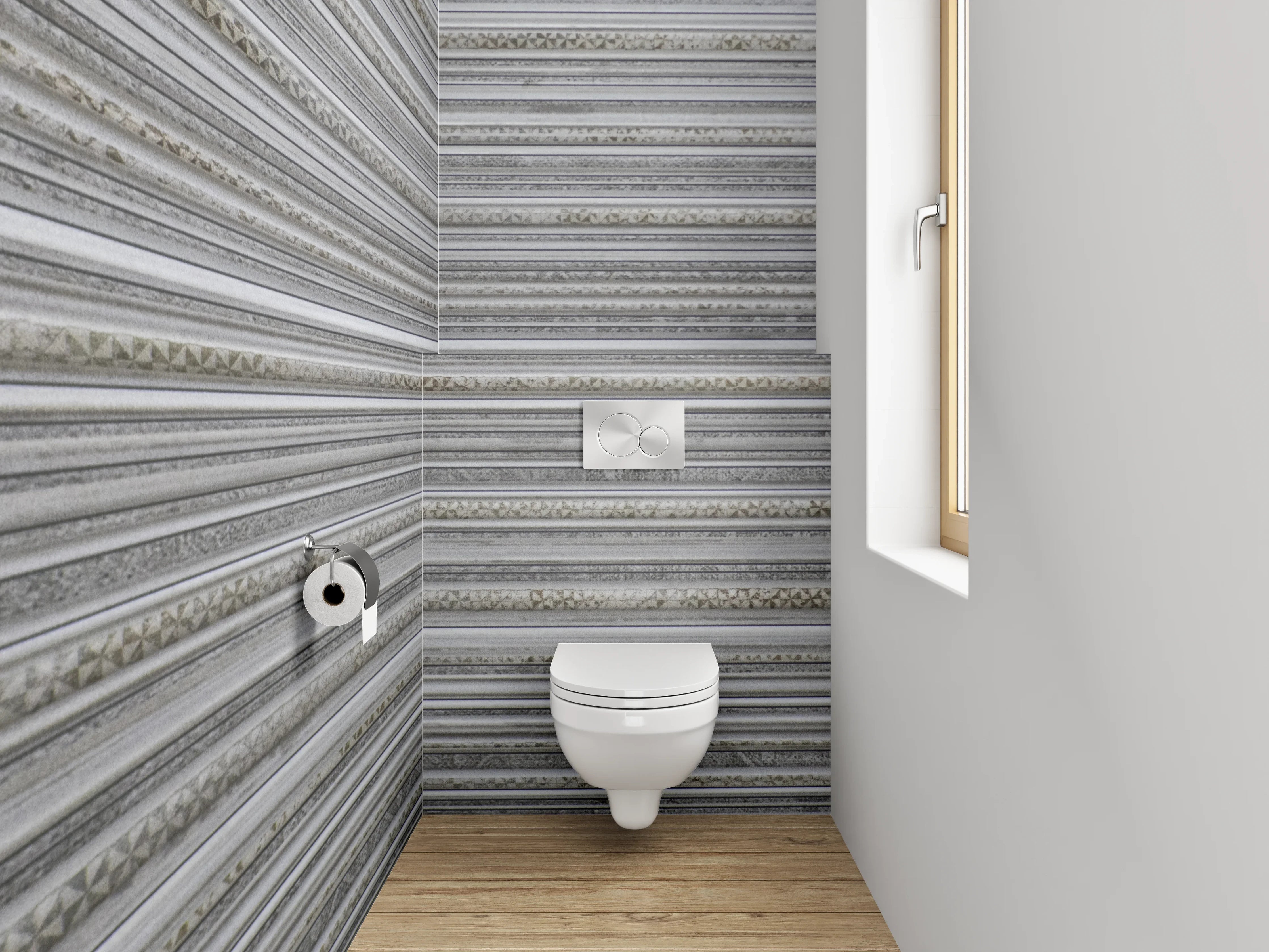 WC-Rückwand - Grau-beige gestreifte Marmoroptik