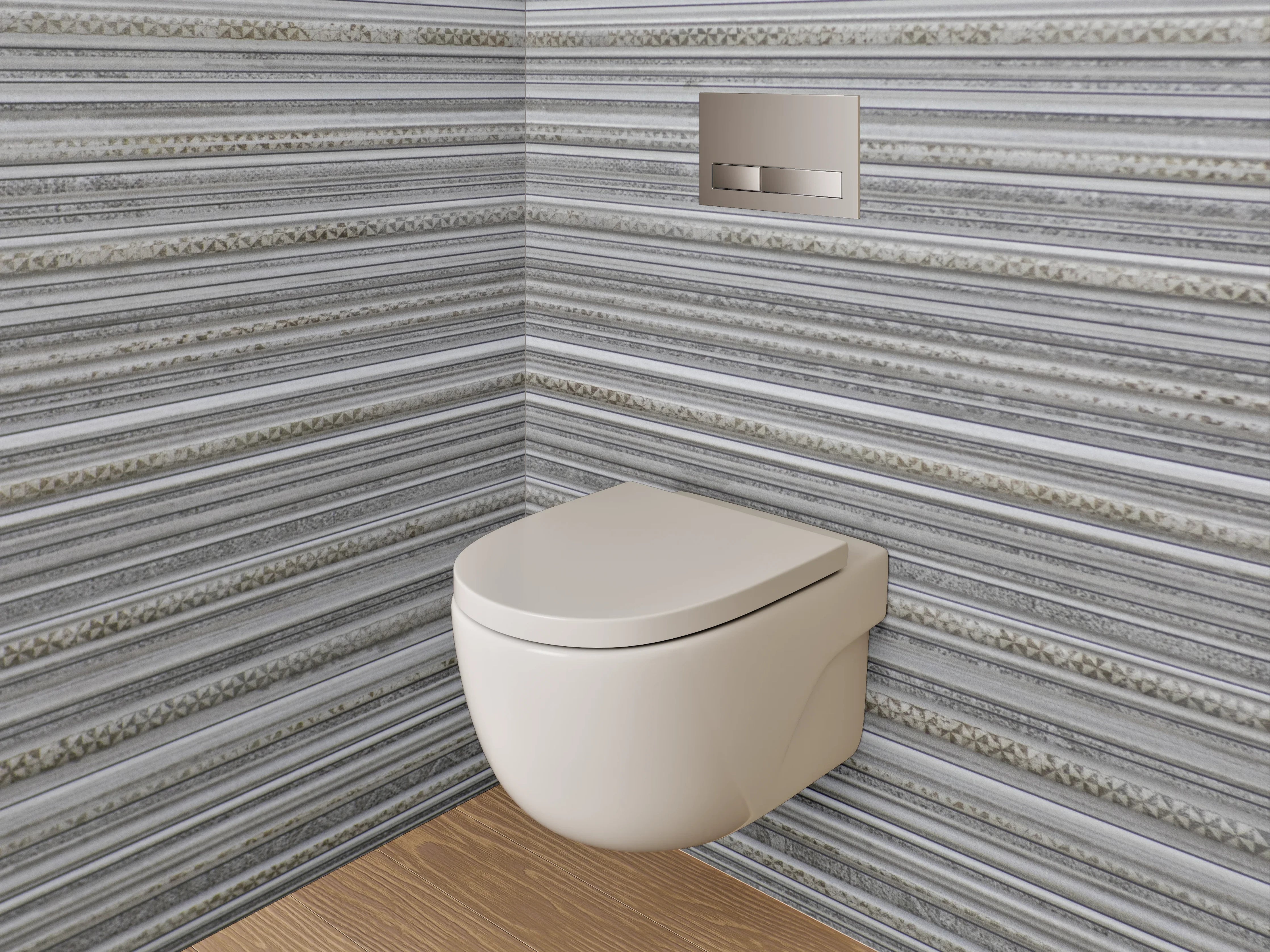WC-Rückwand - Grau-beige gestreifte Marmoroptik