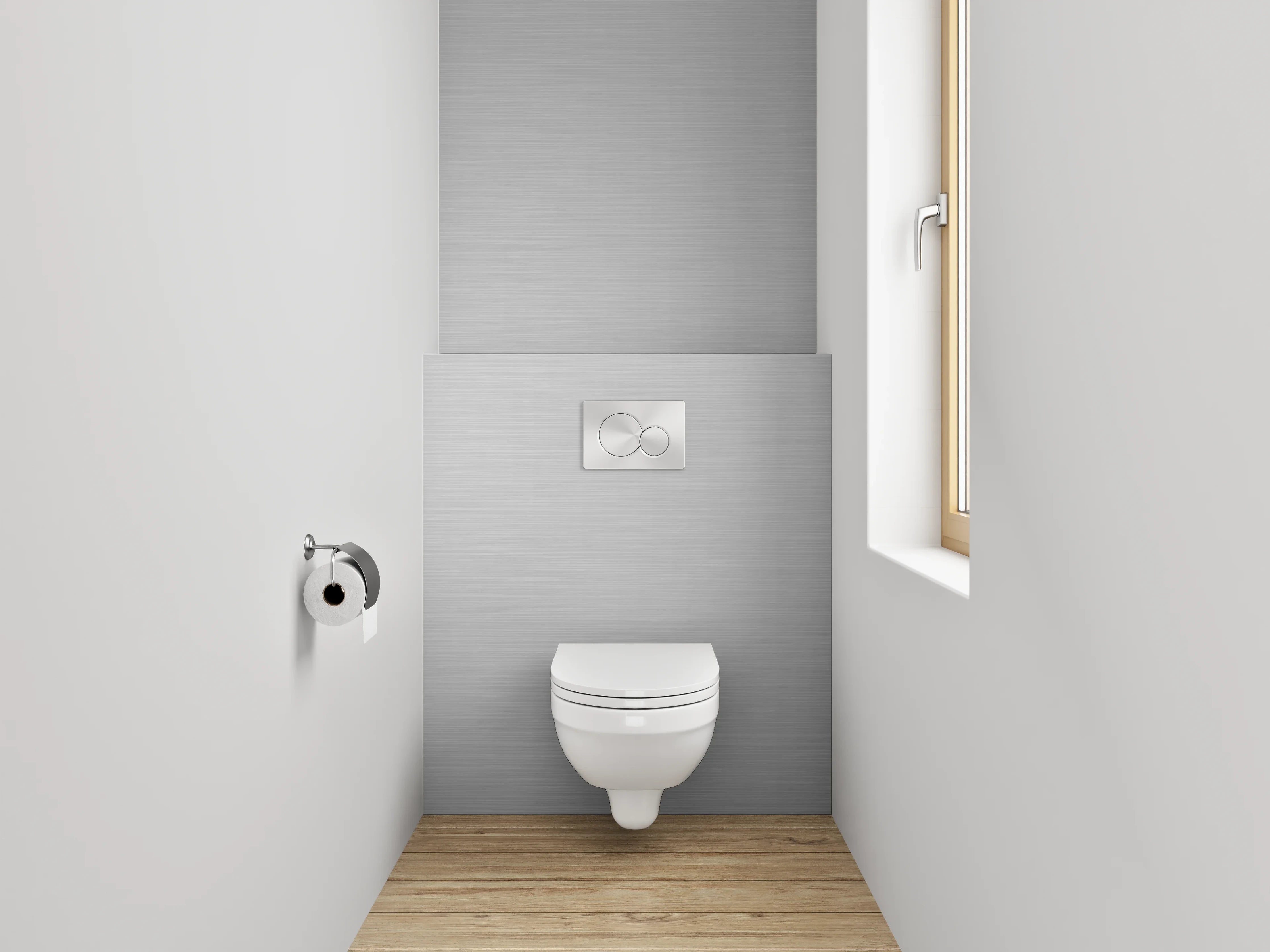 WC-Rückwand - Grau-metallicene Oberflächenstruktur