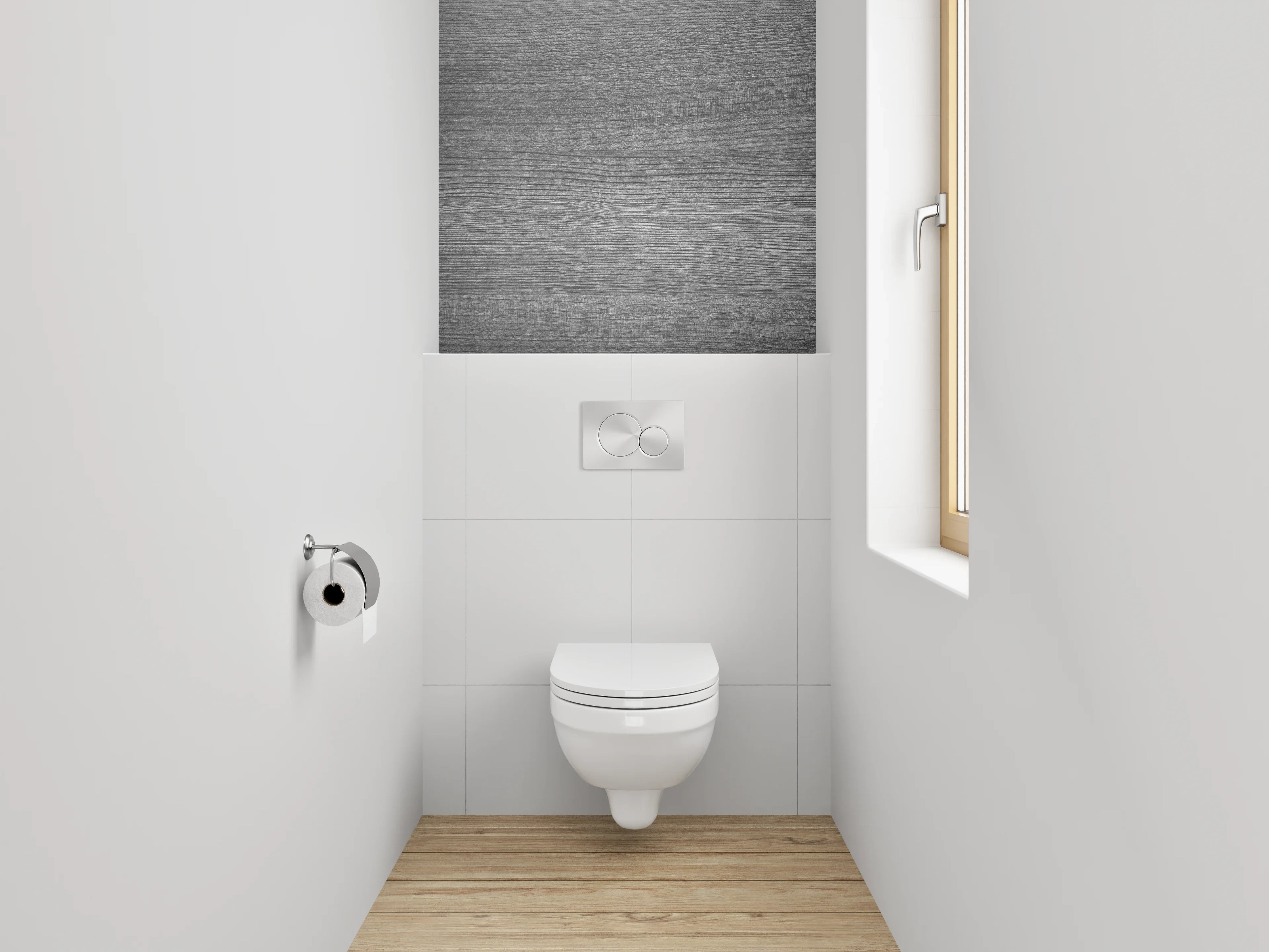 WC-Rückwand - Grau strukturierte Holzoptik