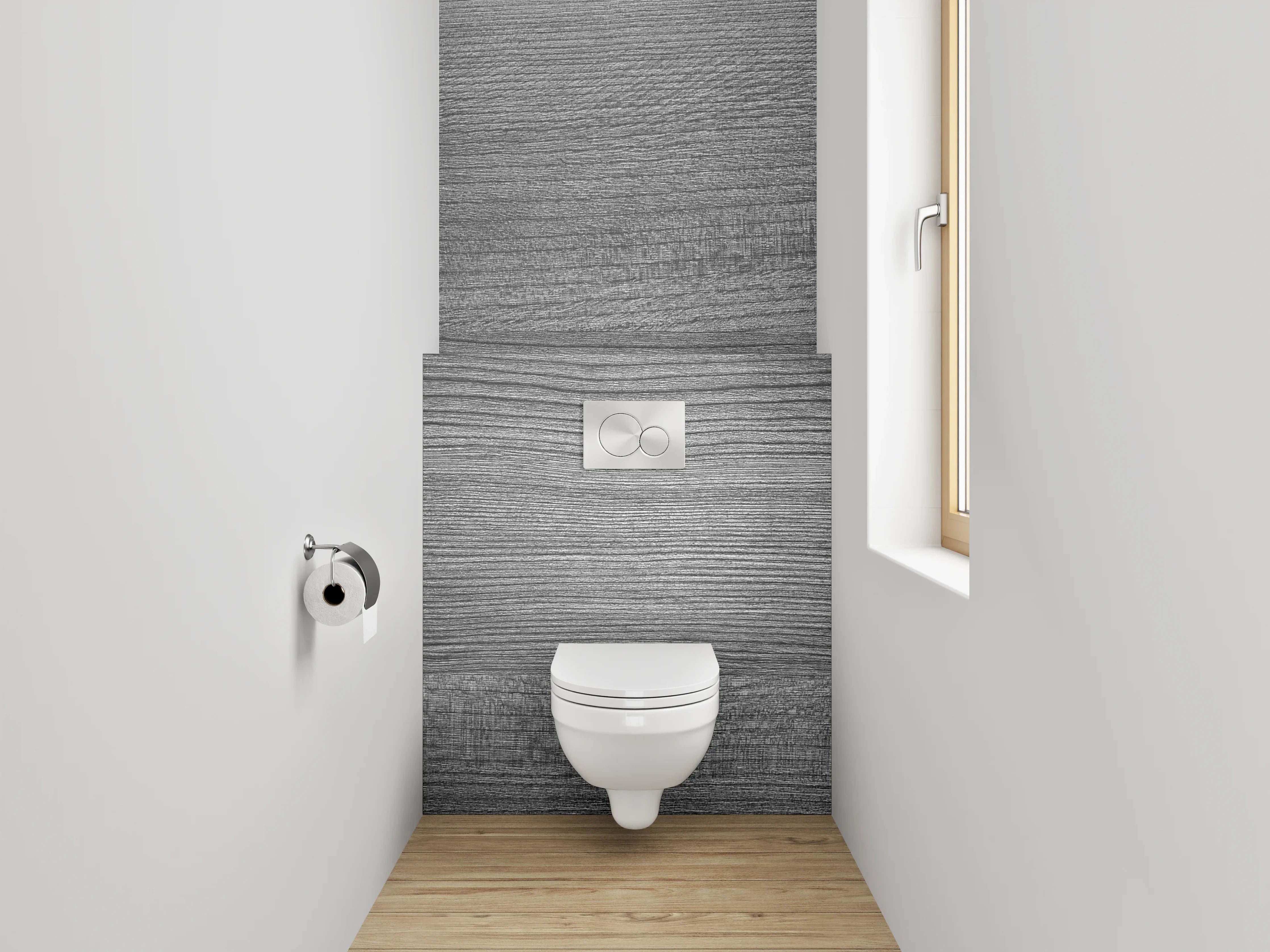WC-Rückwand - Grau strukturierte Holzoptik