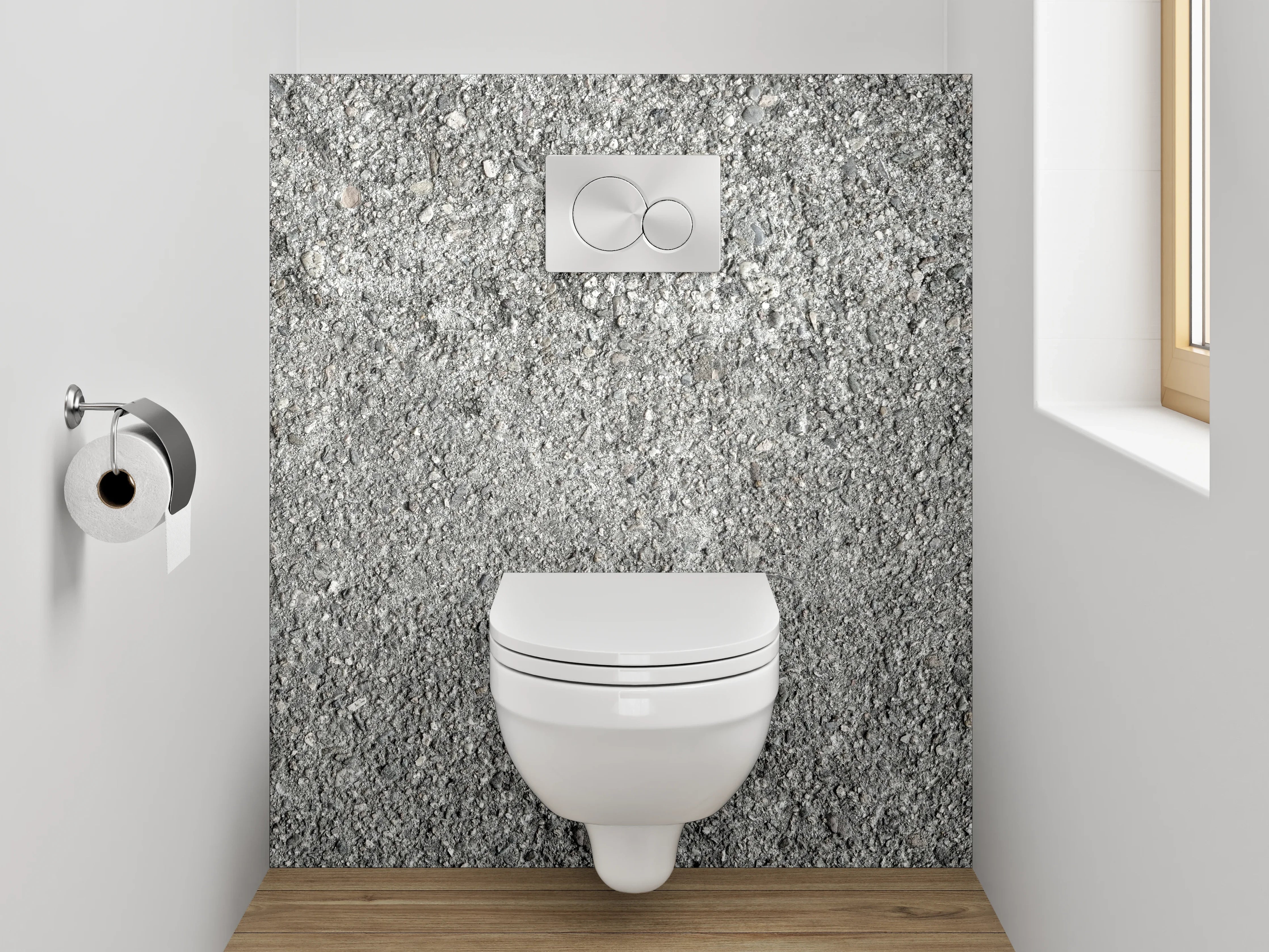 WC-Rückwand - Grau strukturierte Steinoberfläche