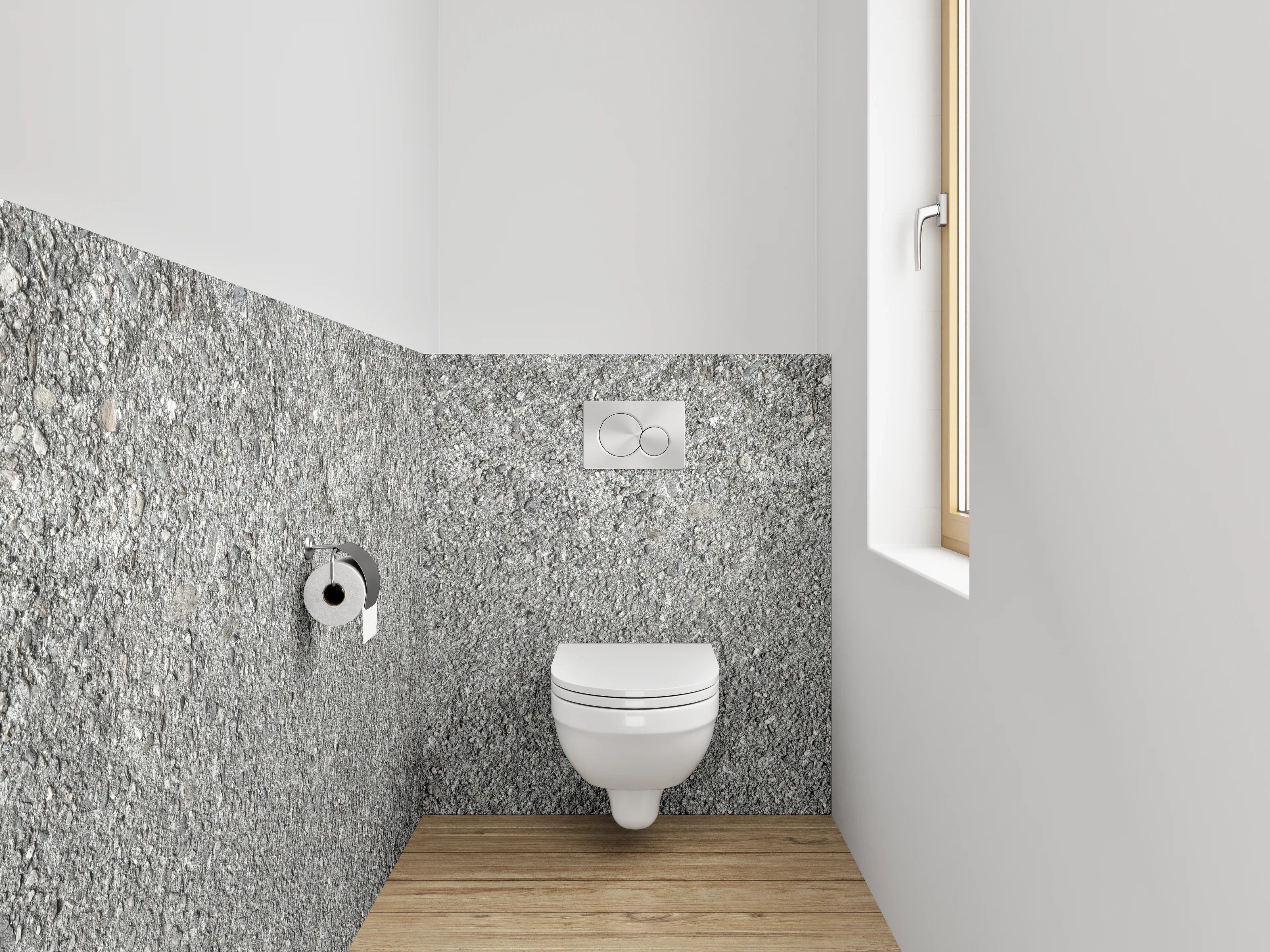 WC-Rückwand - Grau strukturierte Steinoberfläche