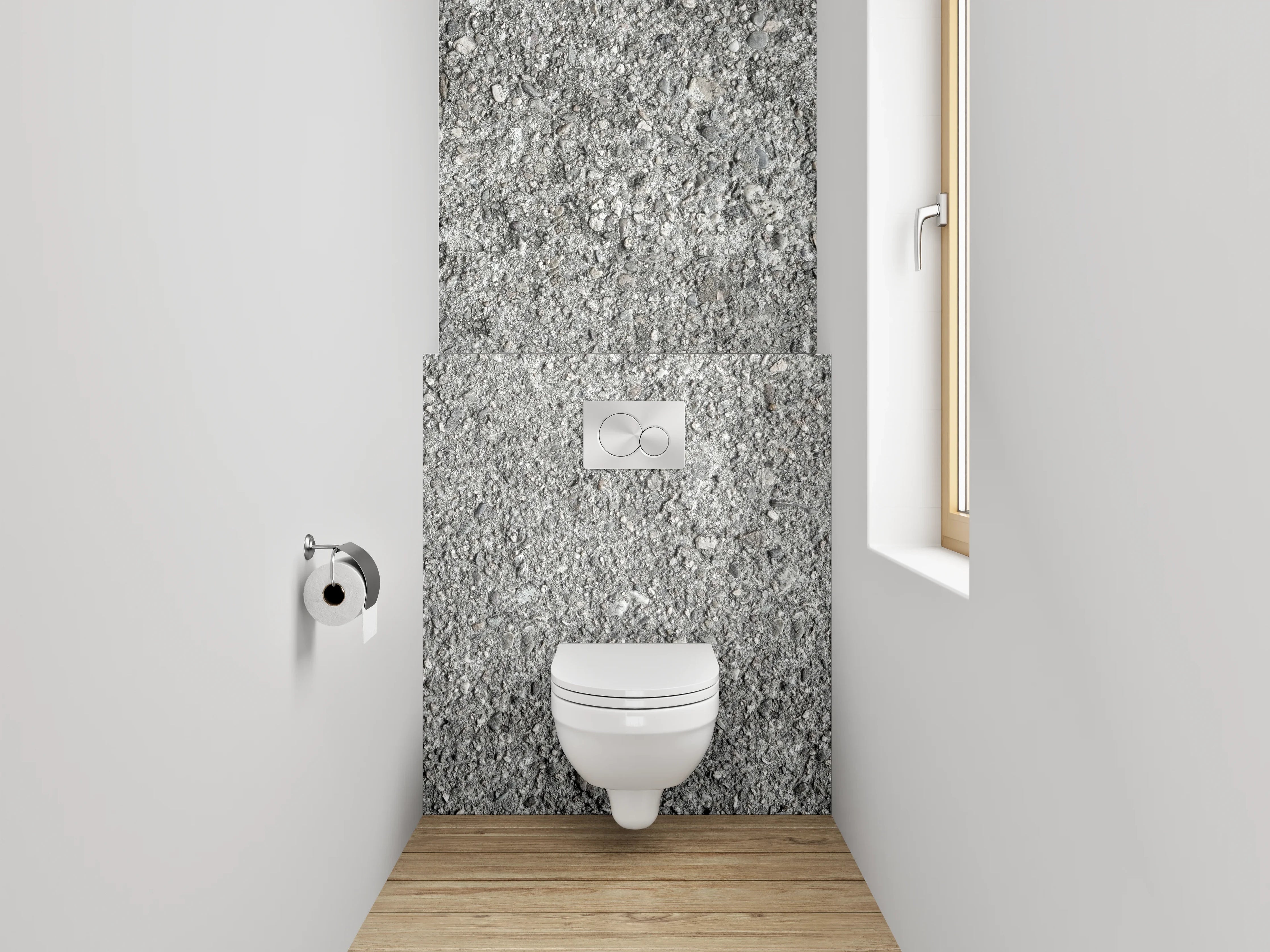 WC-Rückwand - Grau strukturierte Steinoberfläche