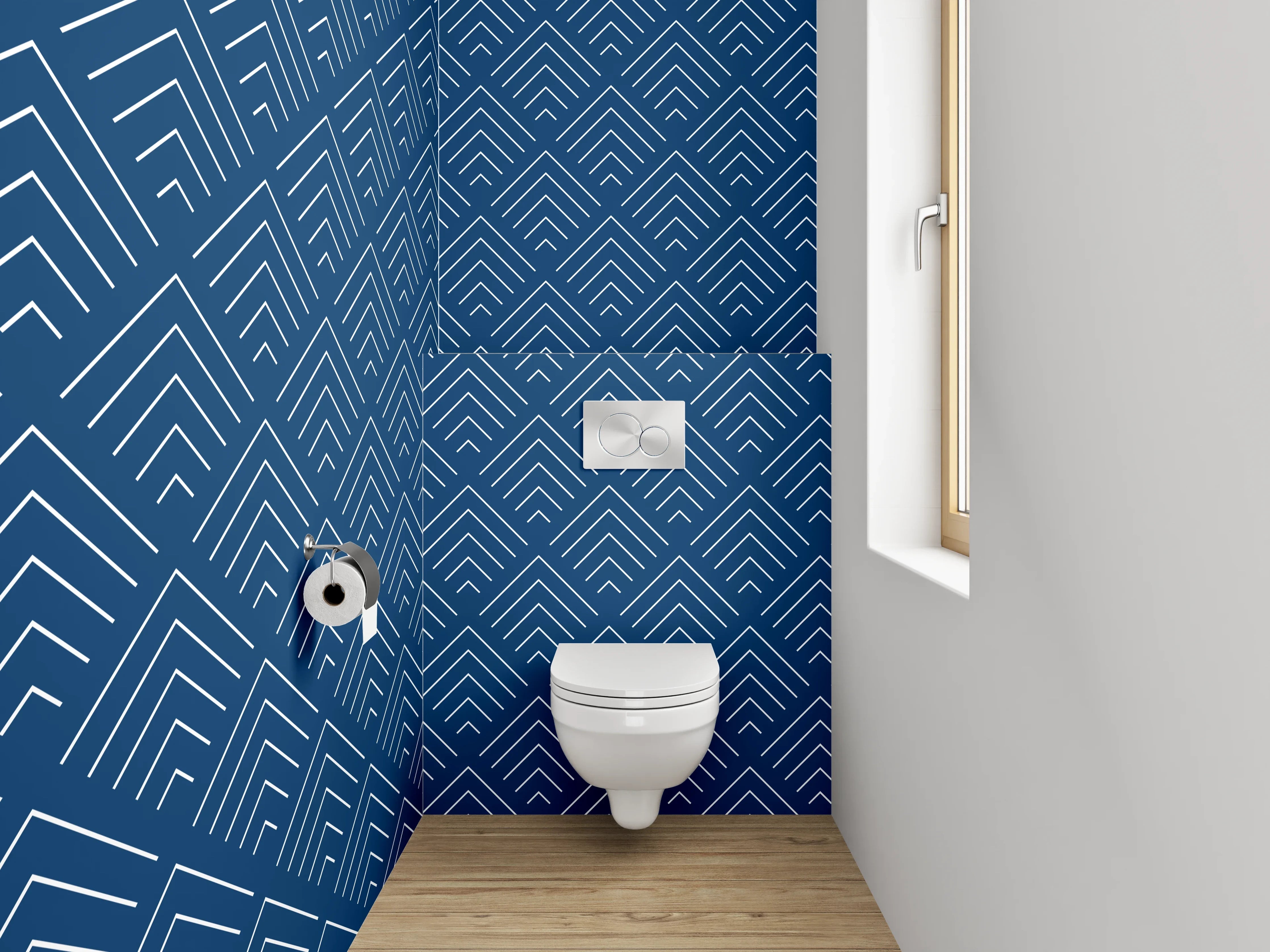WC-Rückwand - Graublaues Art Deco Muster Eleganz