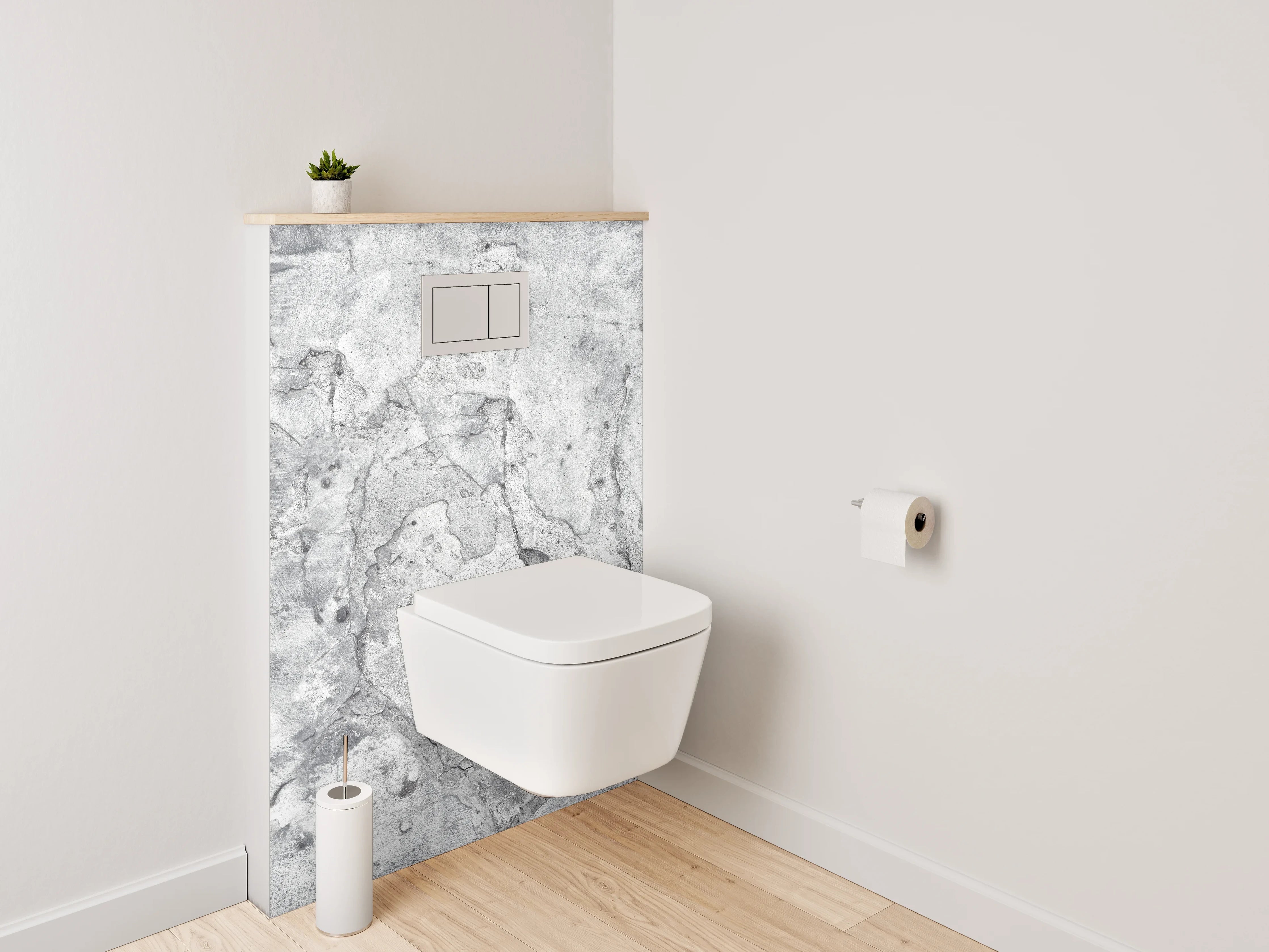 WC-Rückwand - Graue Akzente auf weißem Minimalismus