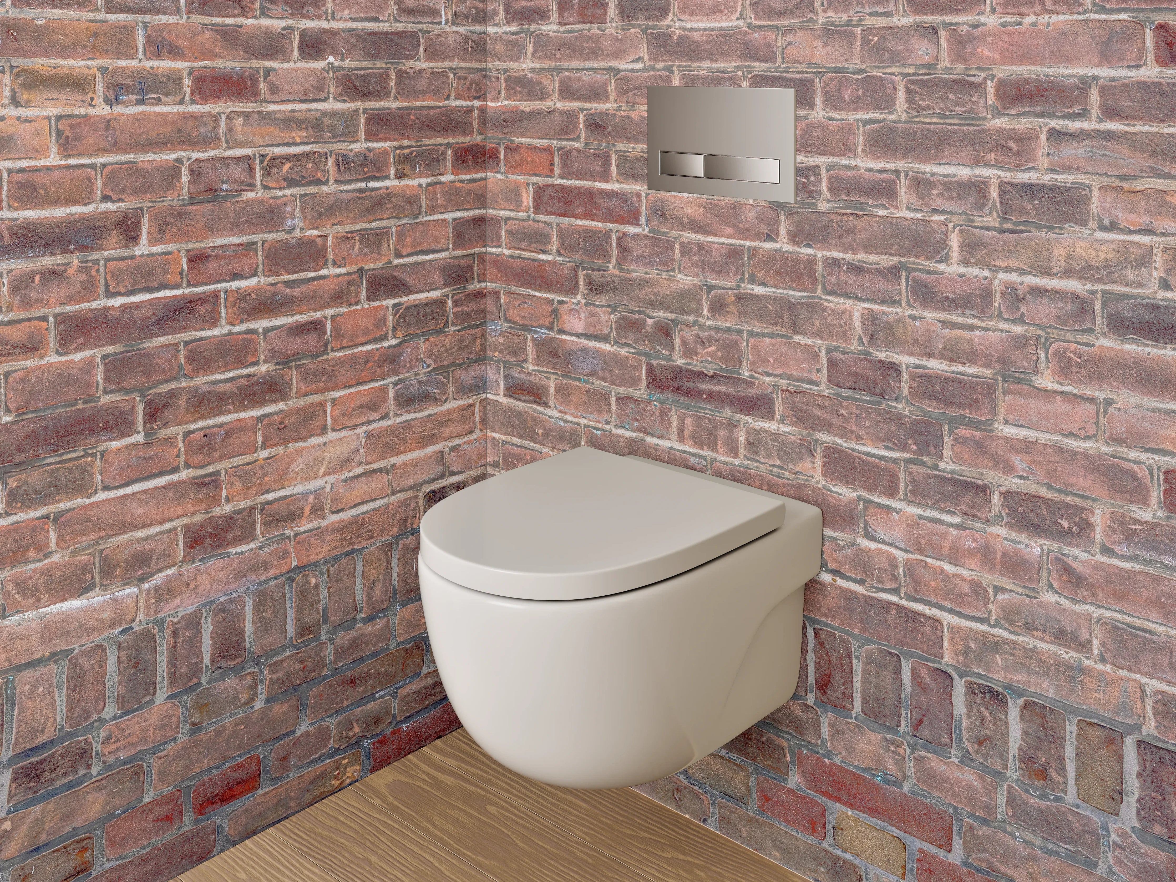 WC-Rückwand - Graue Backsteinwand in Weiß