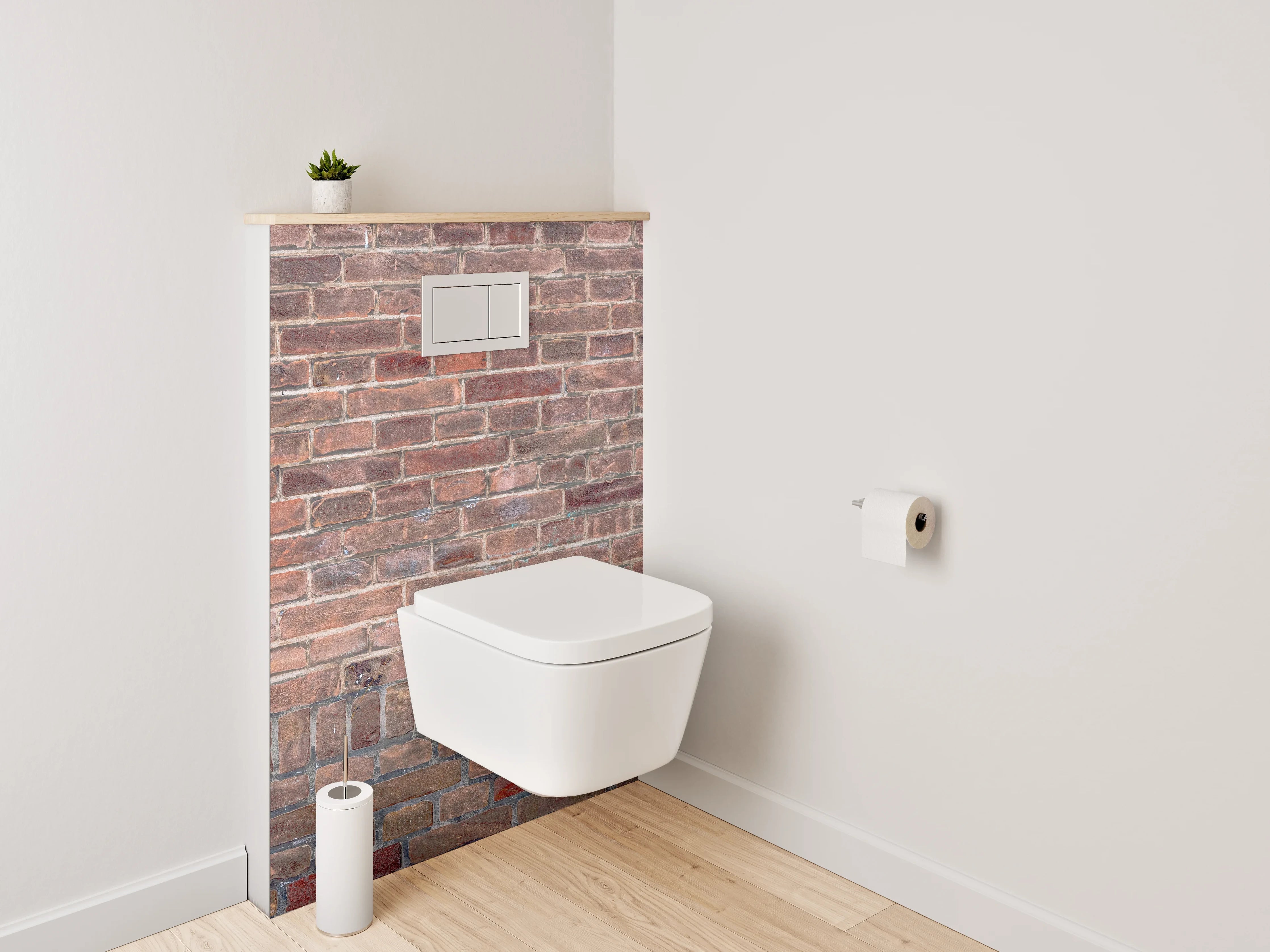 WC-Rückwand - Graue Backsteinwand in Weiß