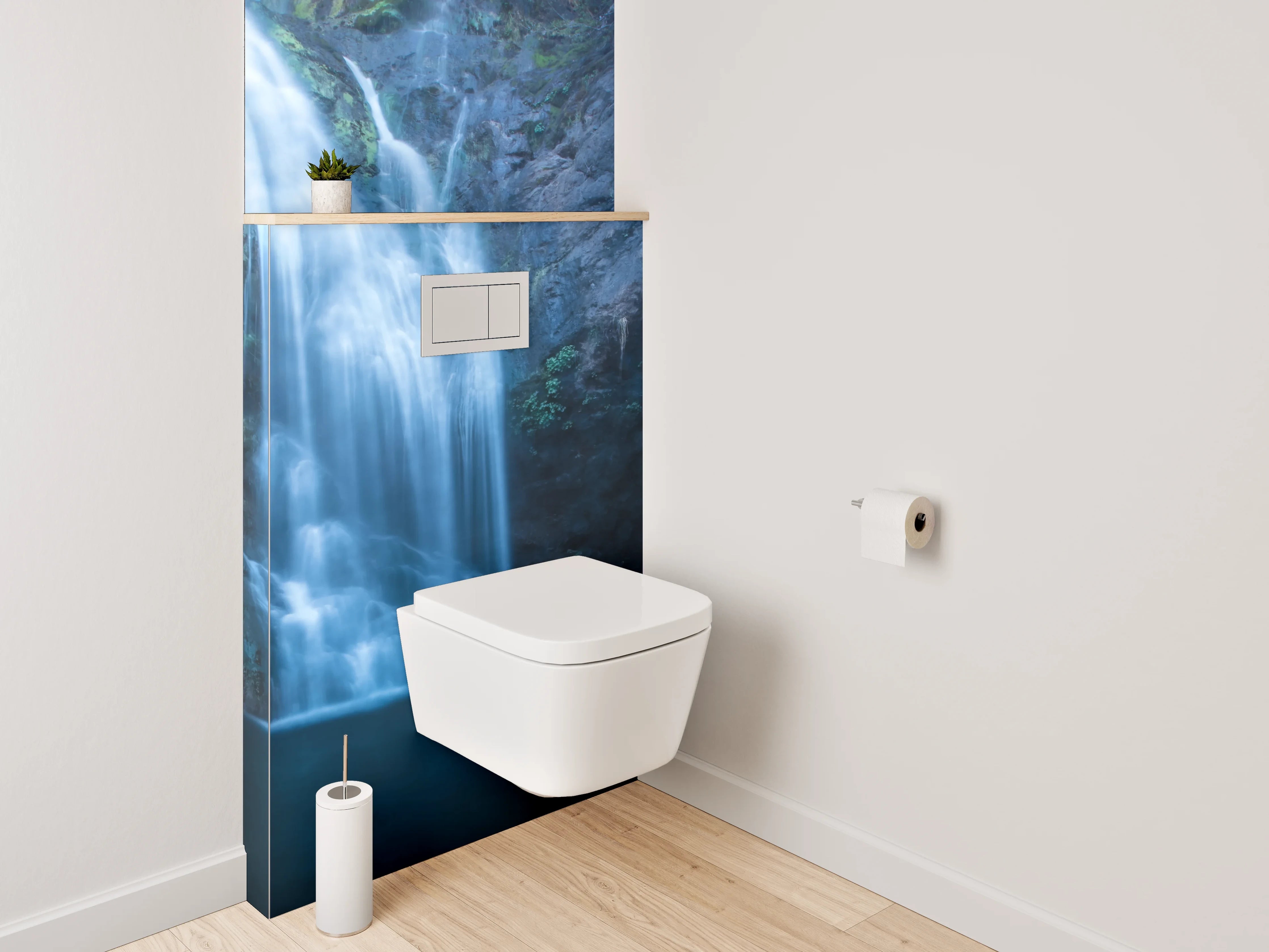 WC-Rückwand - Graue Gischt am weißen Wasserfall