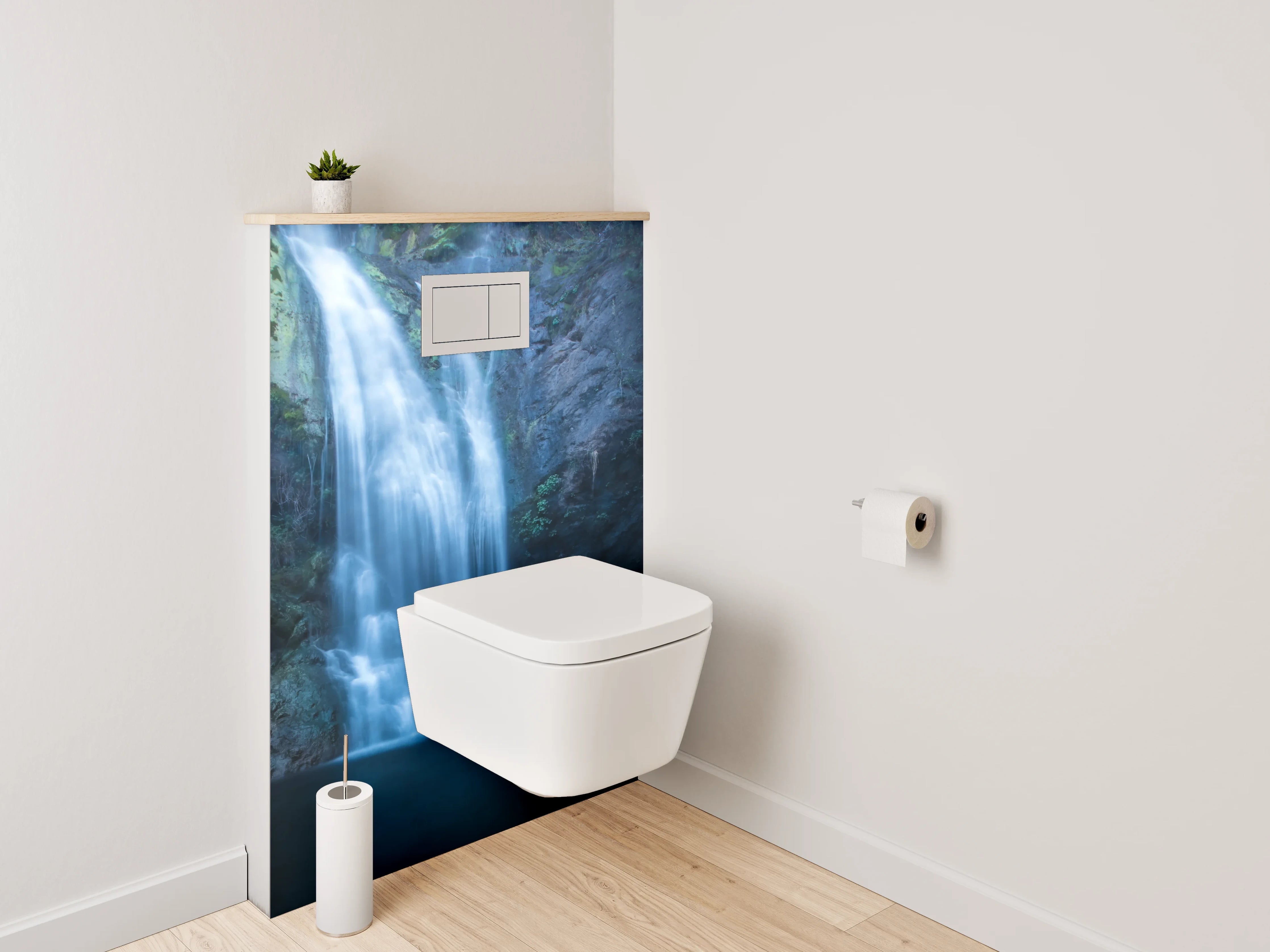 WC-Rückwand - Graue Gischt am weißen Wasserfall