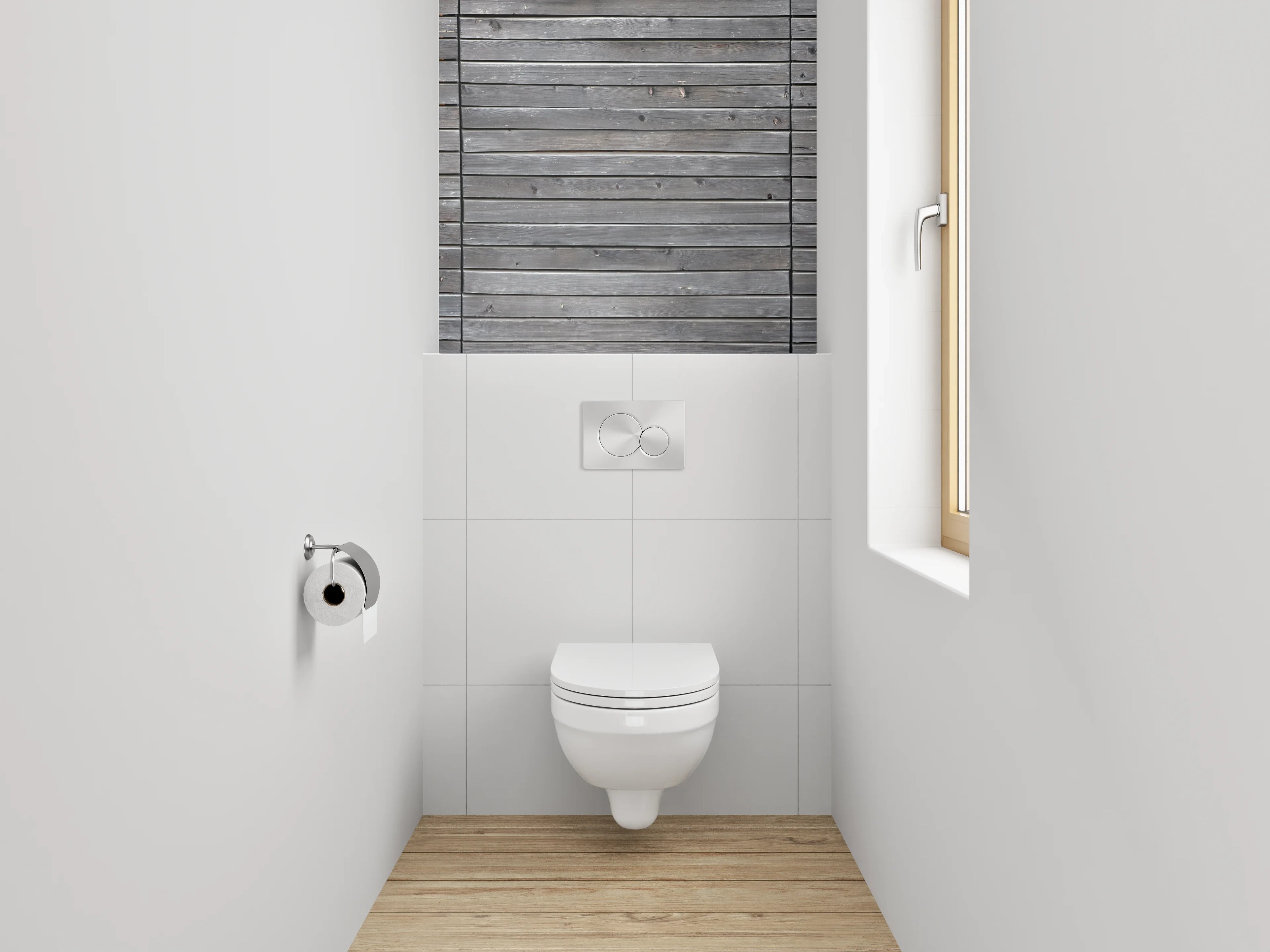 WC-Rückwand - Graue Holzlatten Struktur Wandbild