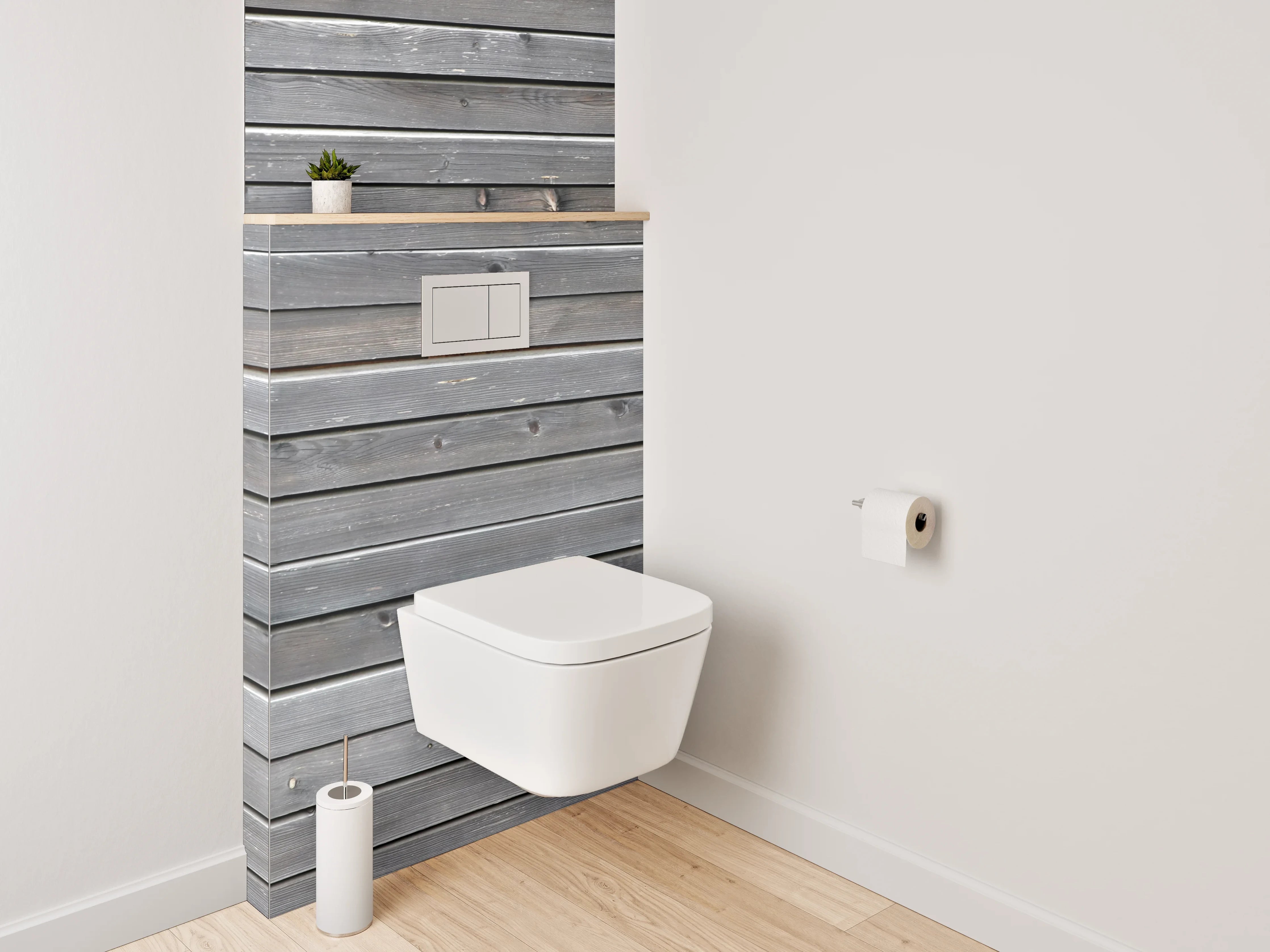WC-Rückwand - Graue Holzlatten Struktur Wandbild