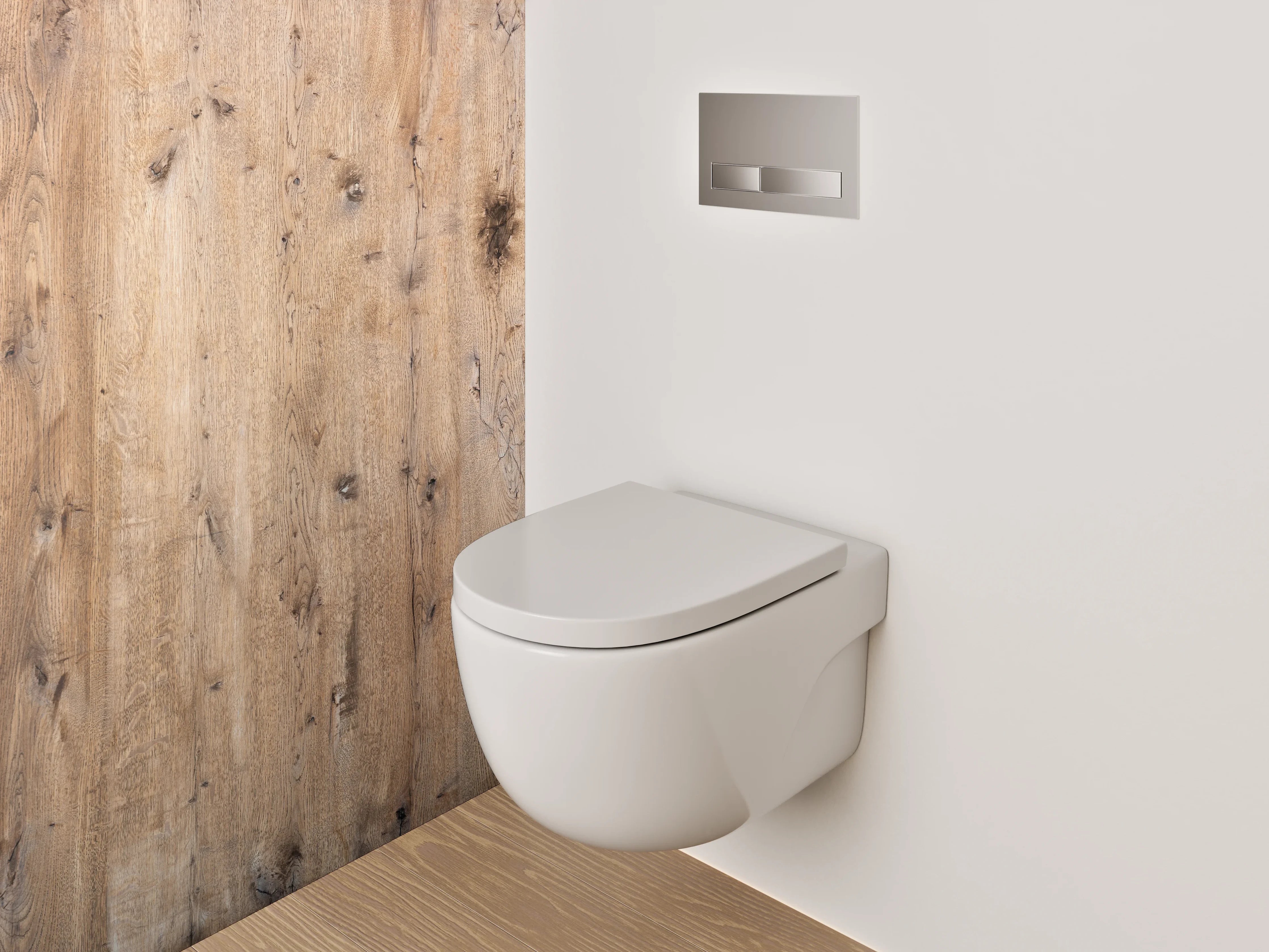 WC-Rückwand - Graue Holzoptik Eleganz