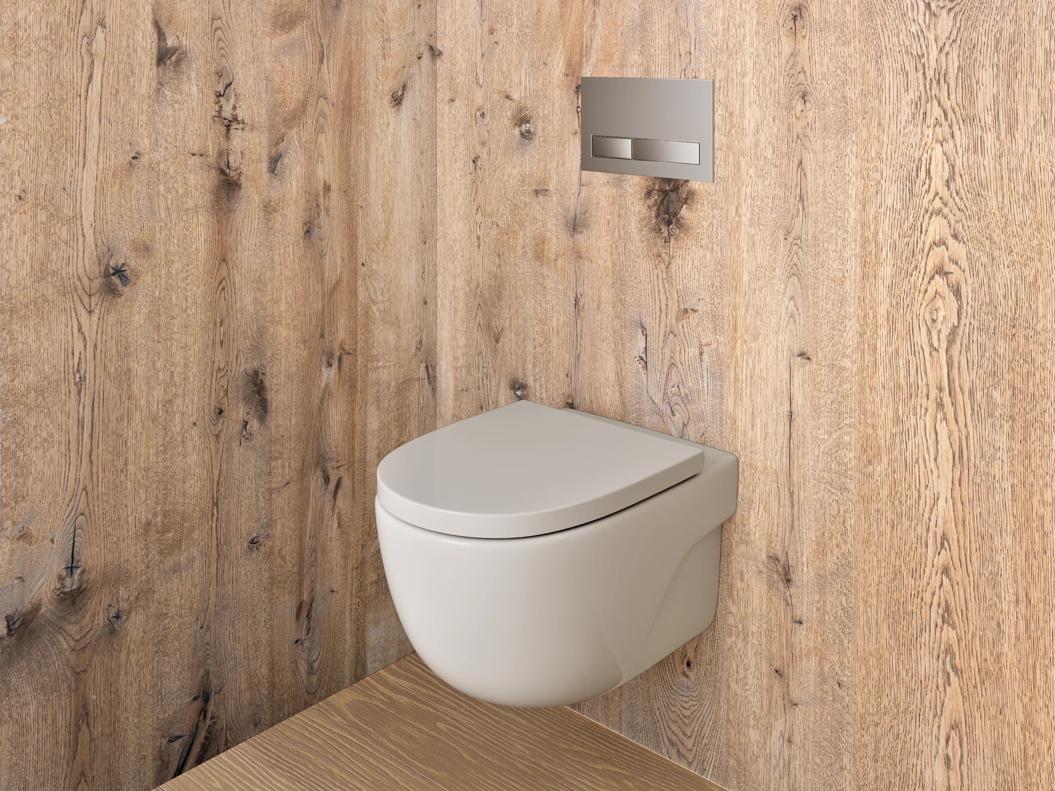 WC-Rückwand - Graue Holzoptik Eleganz