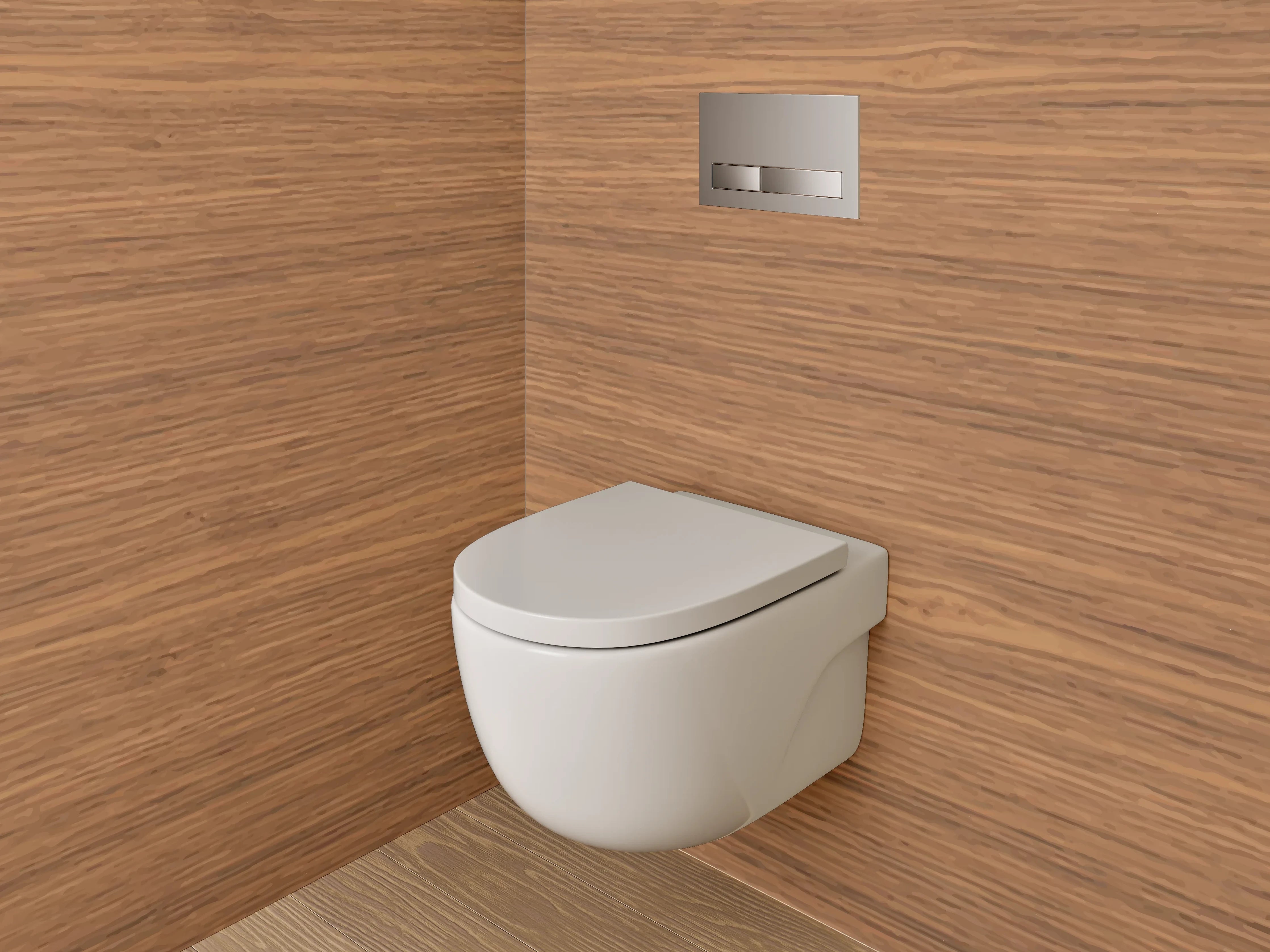 WC-Rückwand - Graue Holzoptik in warmen Brauntönen