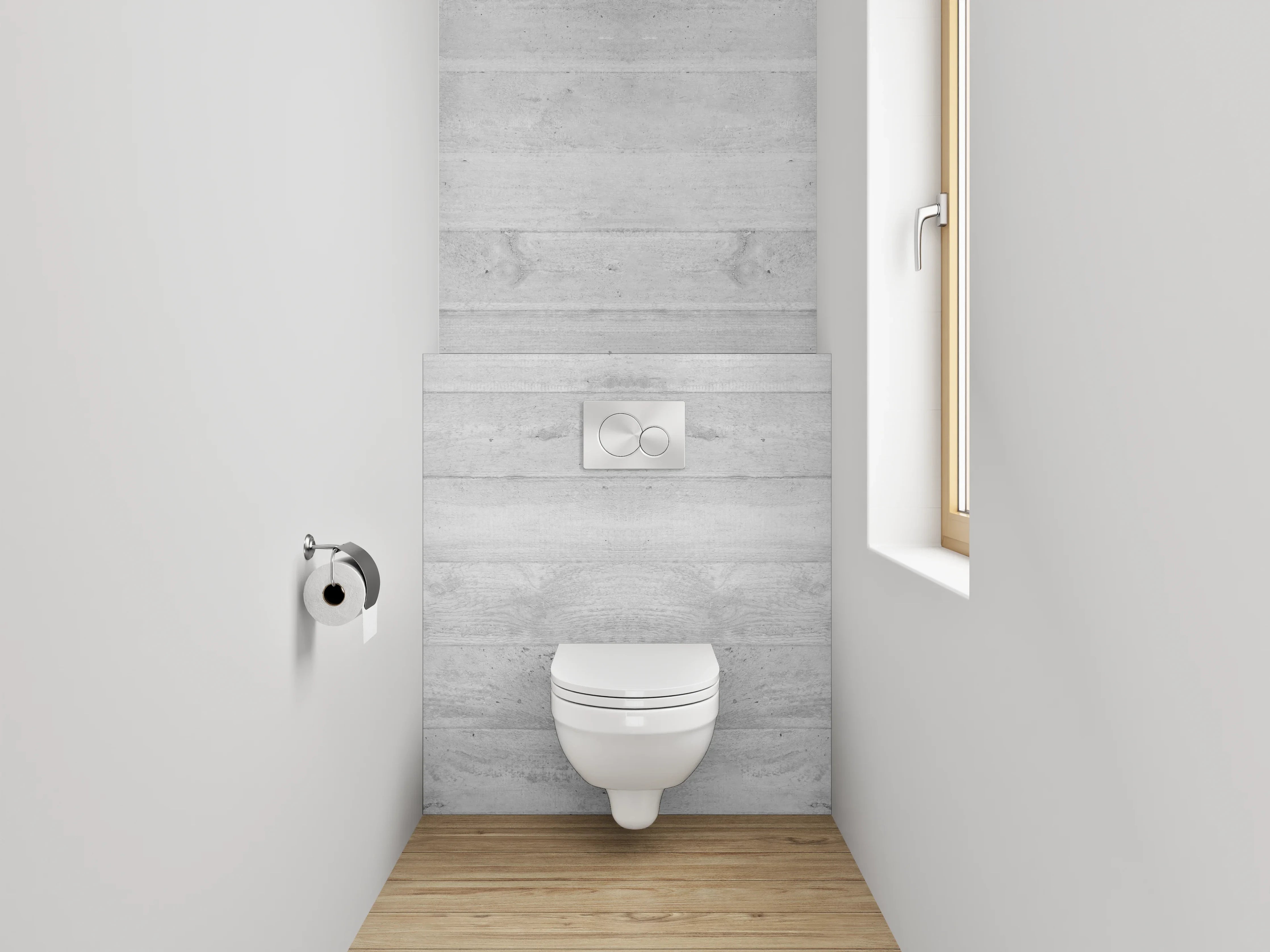 WC-Rückwand - Graue Holzpaneel-Wand im modernen Stil