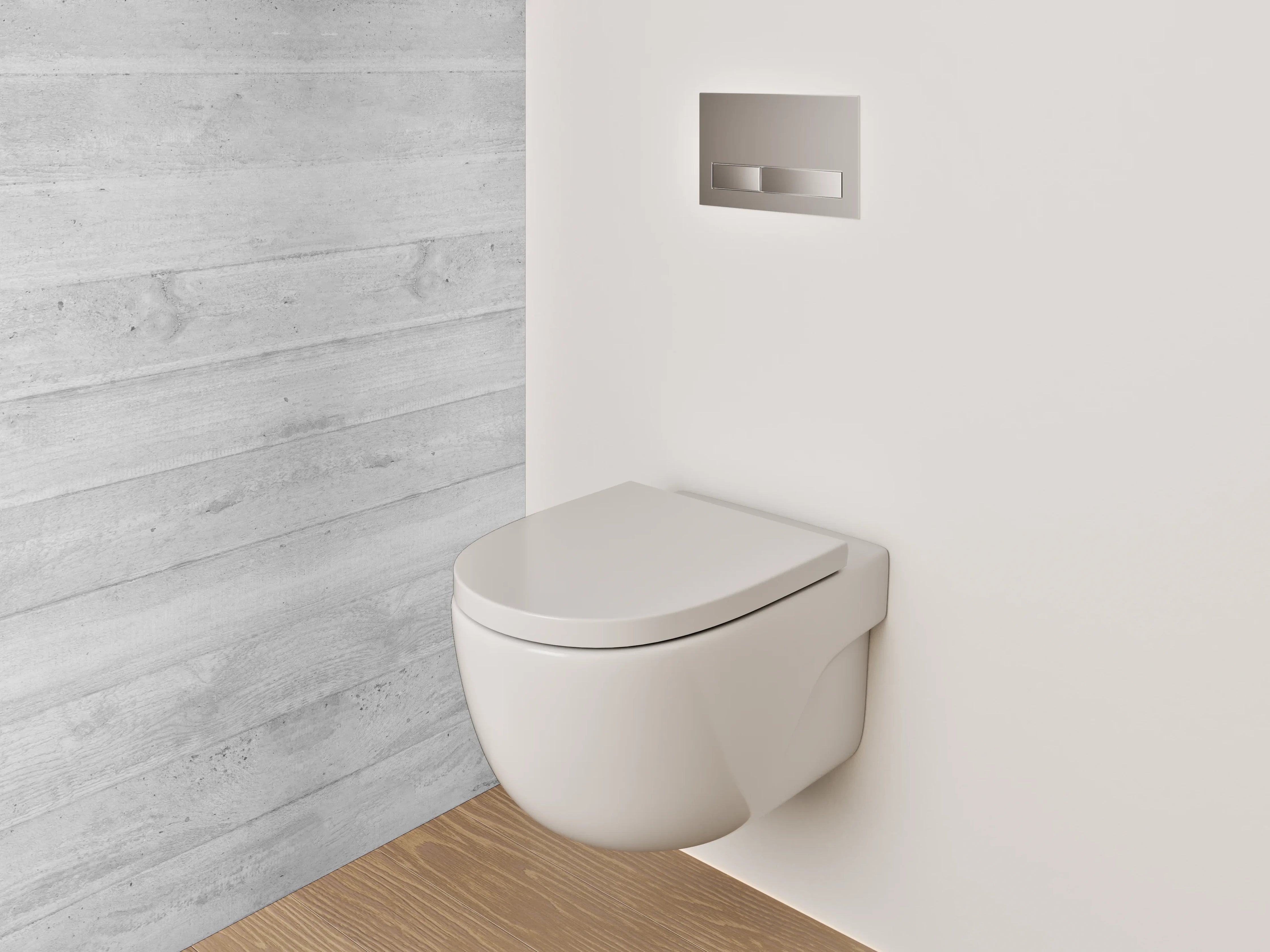 WC-Rückwand - Graue Holzpaneel-Wand im modernen Stil